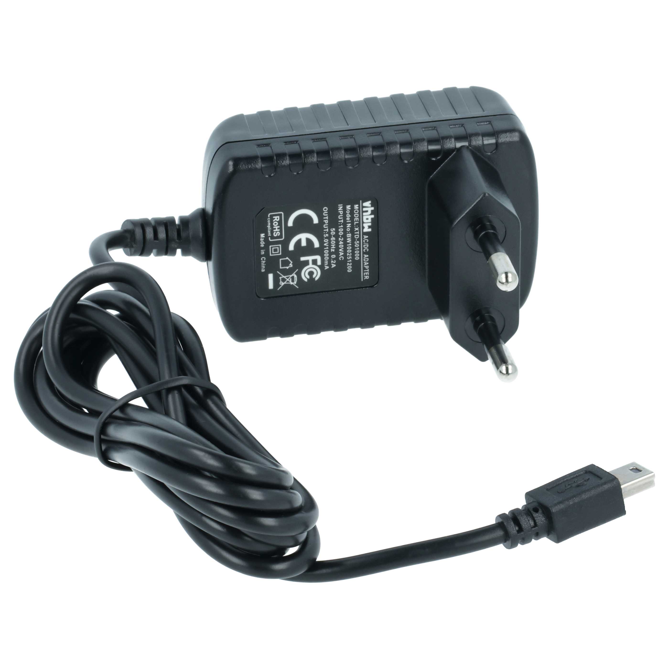 Mini USB Charger suitable for Mitac Mio, Asus, Creative, E-Ten Electric Devices etc. - 1.0 A / 5 V