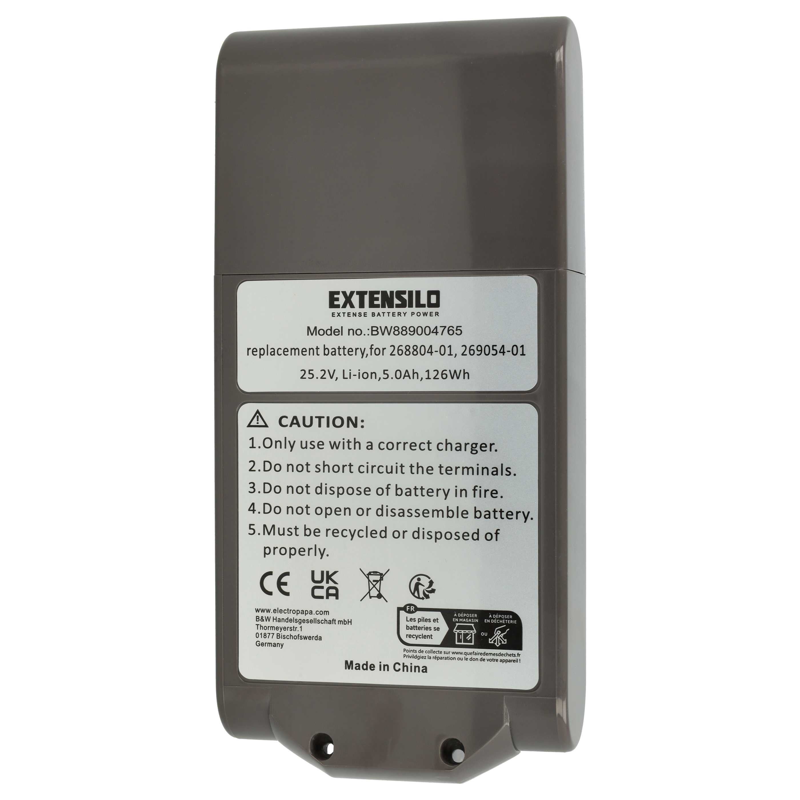 Extensilo Batterie remplace Dyson 970145-02, 299820, SV14 pour aspirateur Dyson - 5000mAh 25,2V Li-ion