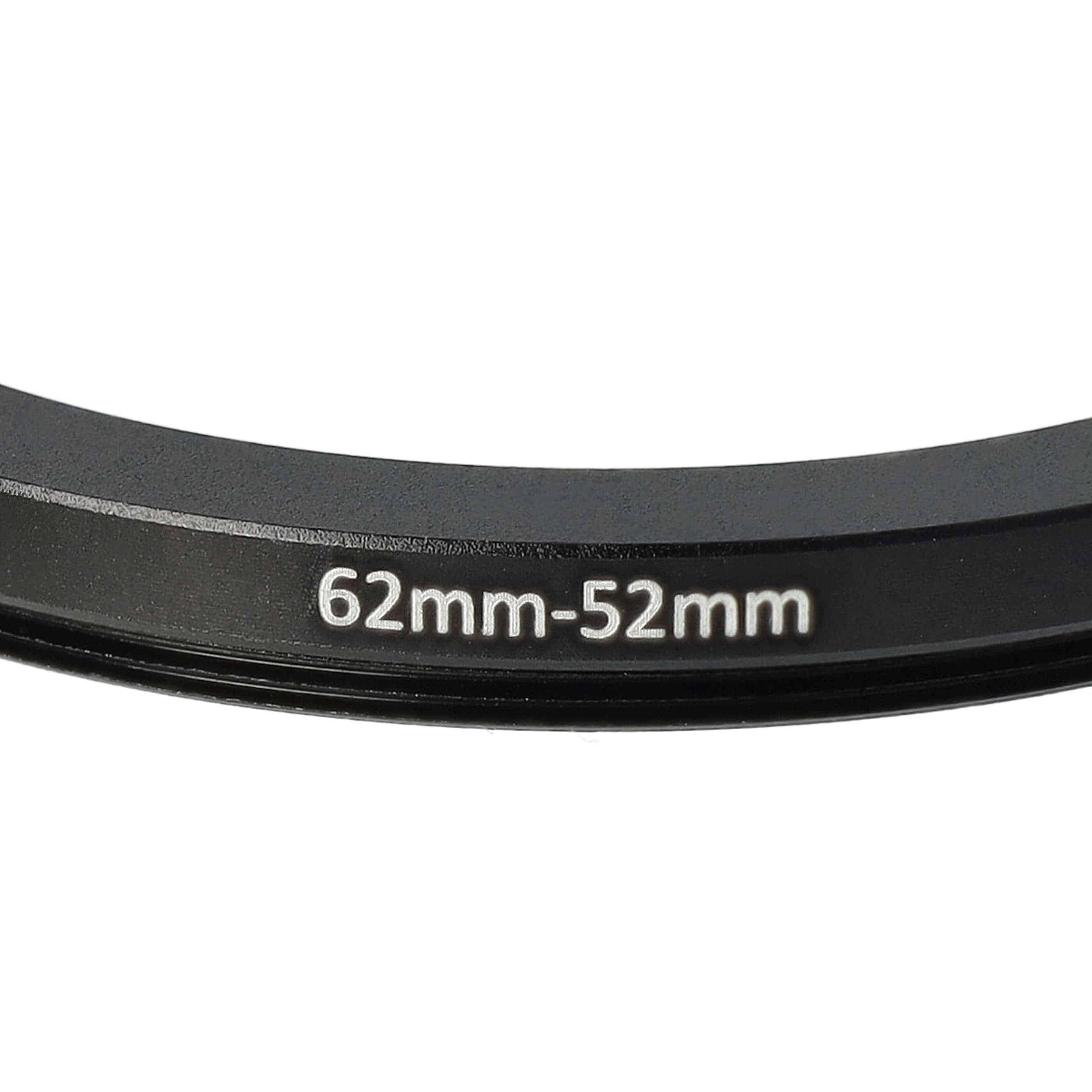 Anillo adaptador Step Down de 62 mm a 52 mm para objetivo de la cámara - Adaptador de filtro, metal, negro