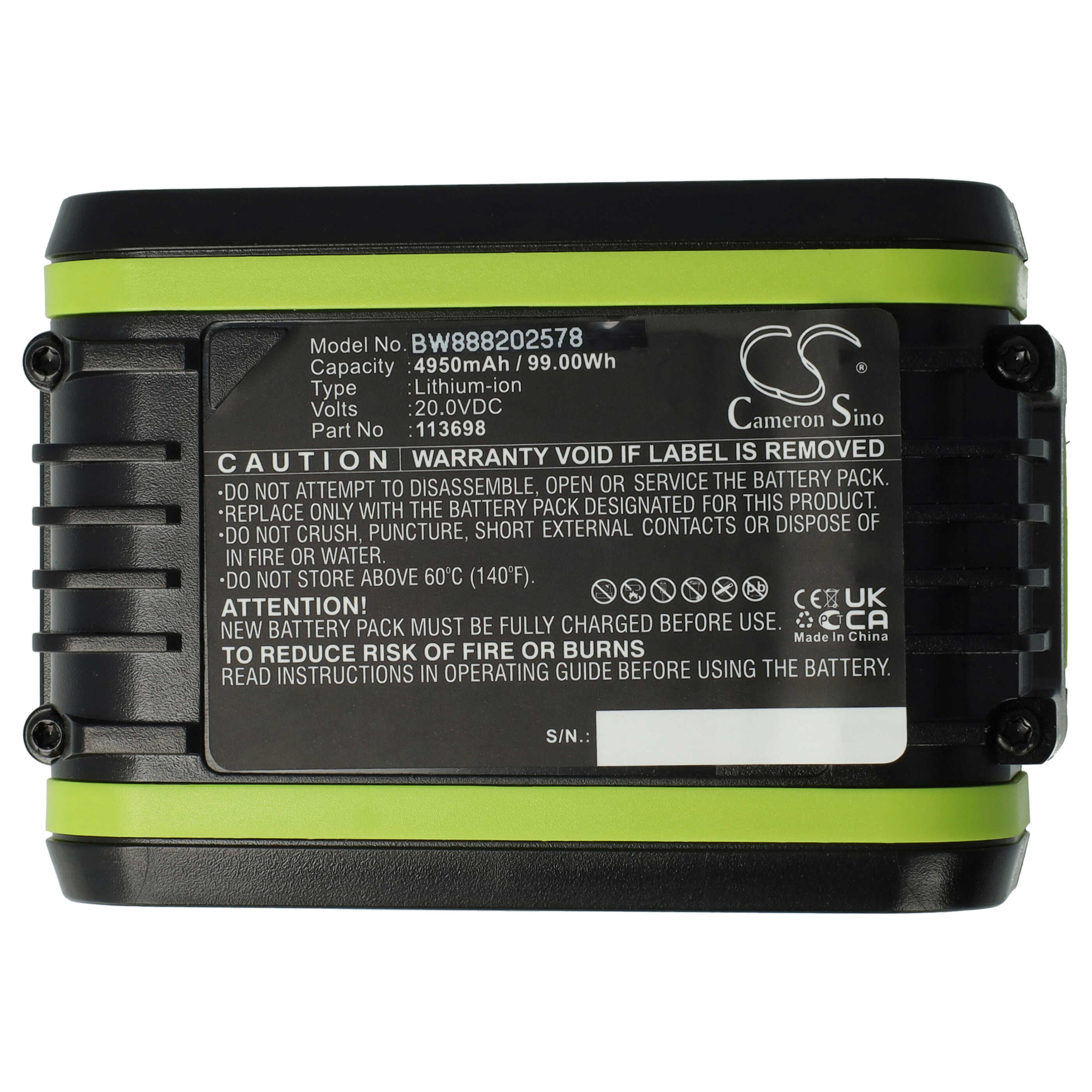 Batteria sostituisce Worx WA3553, WA3604 per dispositivo da giardinaggio Worx - 5Ah 20V Li-Ion