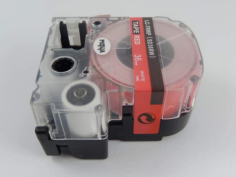 Label Tape replaces Epson LC-7RWP - 36 mm White to Red