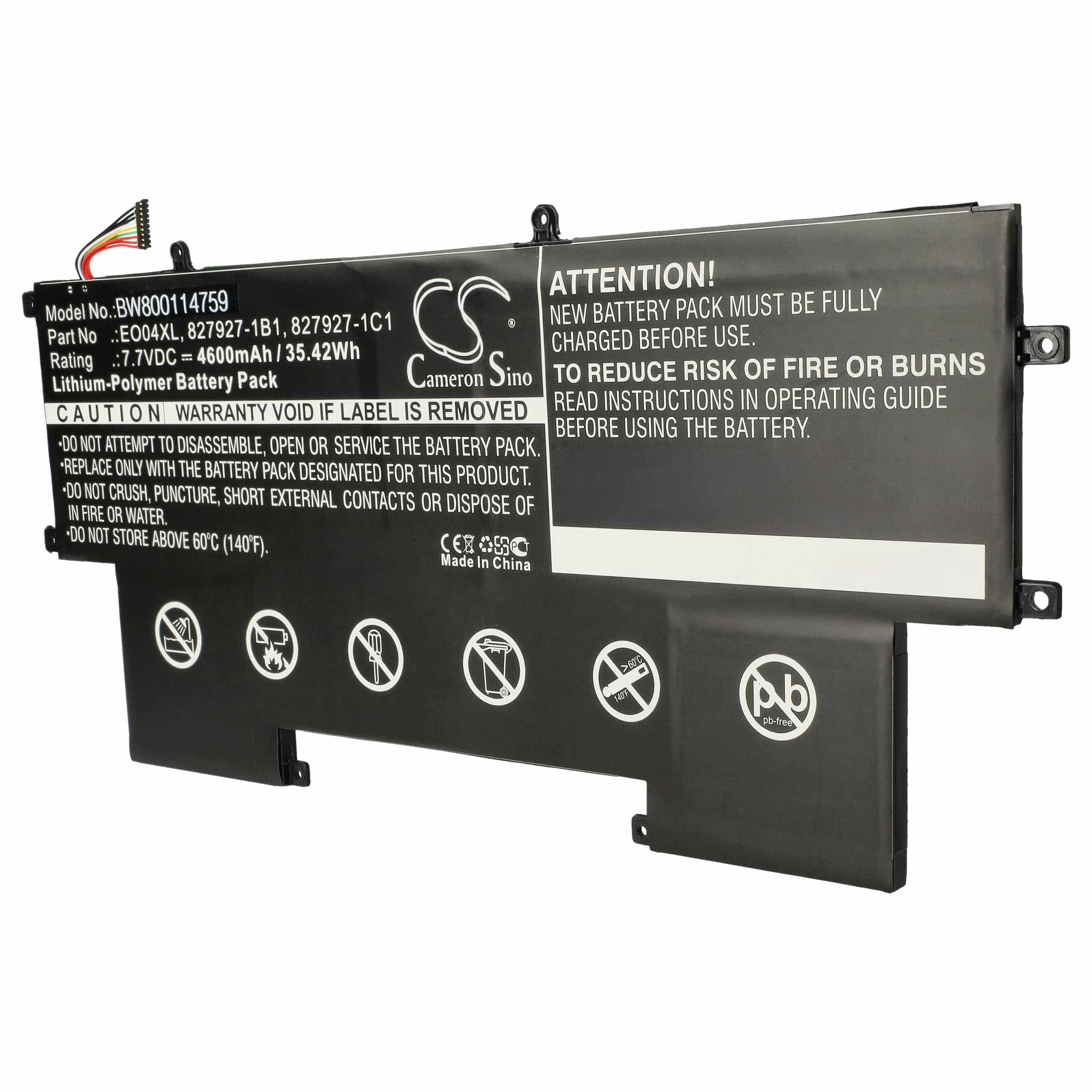 Akumulator do laptopa zamiennik HP 827927-1C1, 828226-005, 827927-1B1, E004XL - 4600 mAh 7,7 V LiPo, czarny
