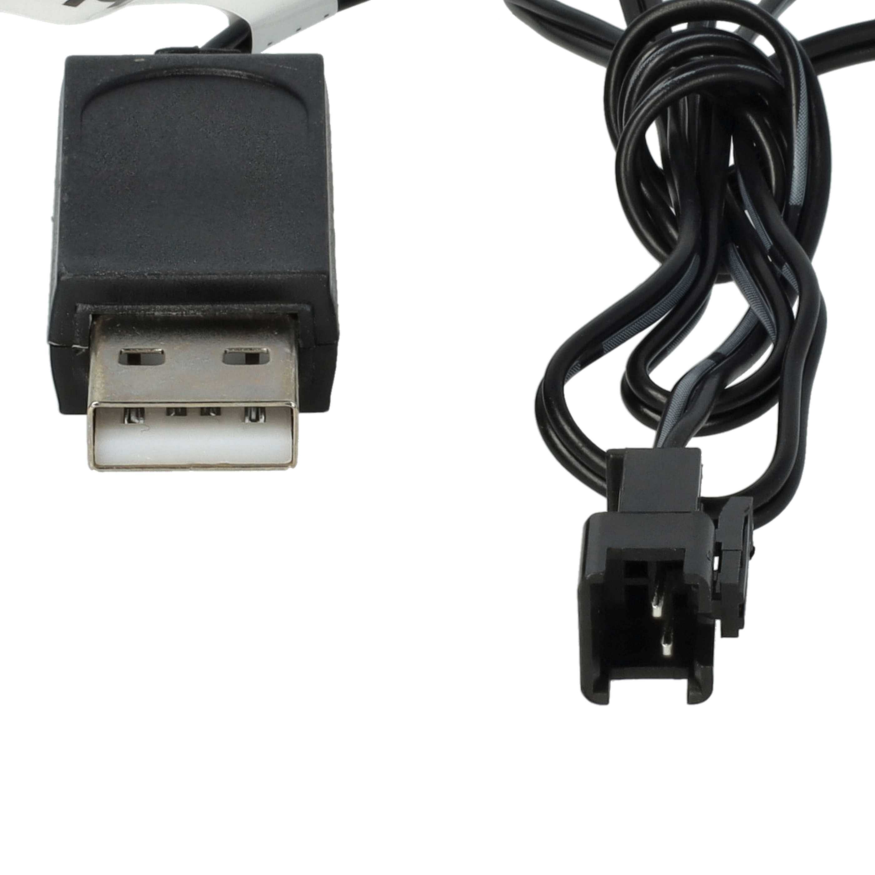 USB-Ladekabel passend für RC-Akkus mit SM-2P-Anschluss, RC-Modellbau Akkupacks - 60cm 7,2V