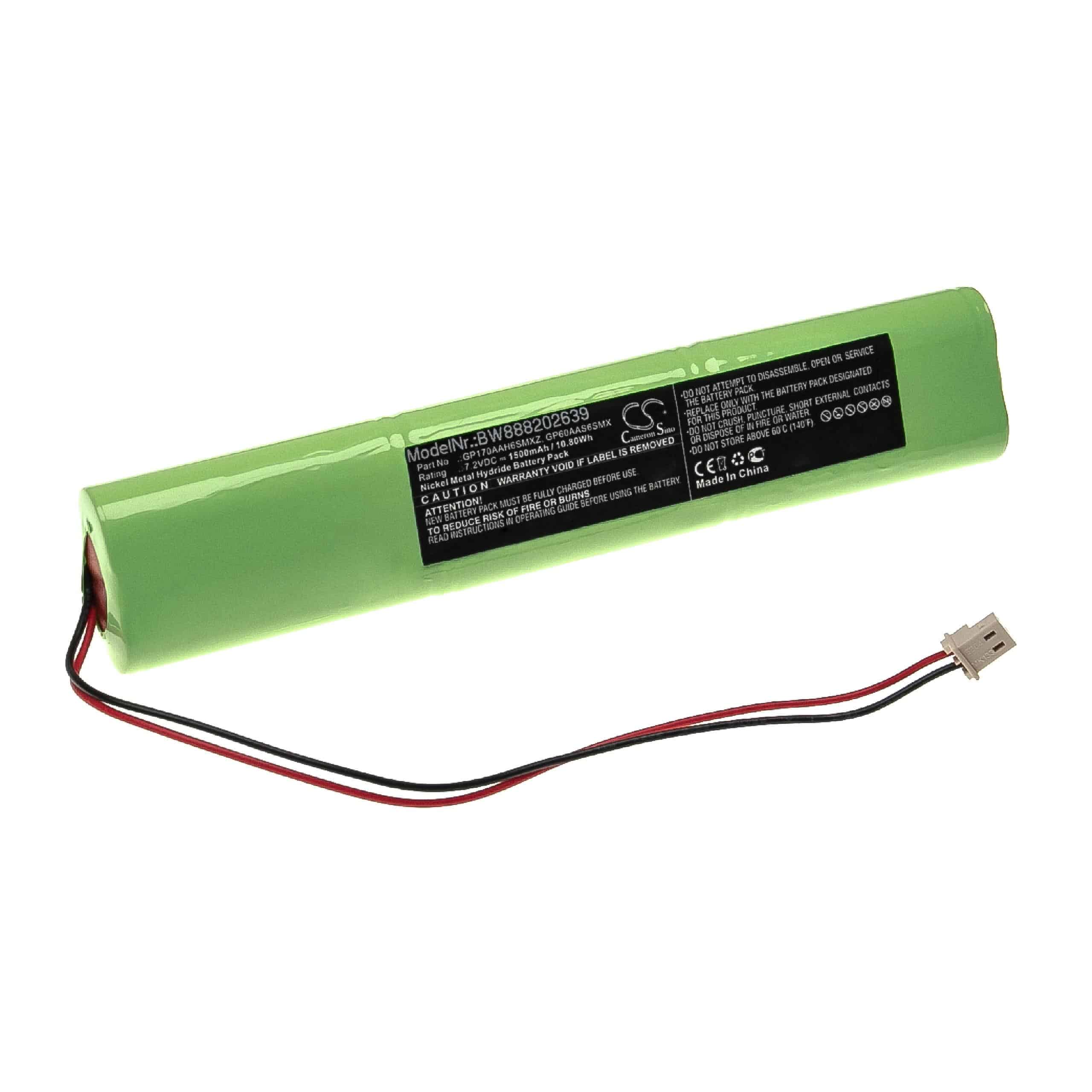 Batterie remplace AEM GP170AAH6SMXZ, GP60AAS6SMX pour centrale d'alarme - 1500mAh 7,2V NiMH