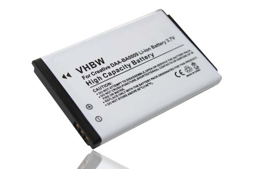MP3-Player Battery replaces Creative BA20203R79909, DAA-BA0009 - 830 mAh 3.7 V Li-Ion