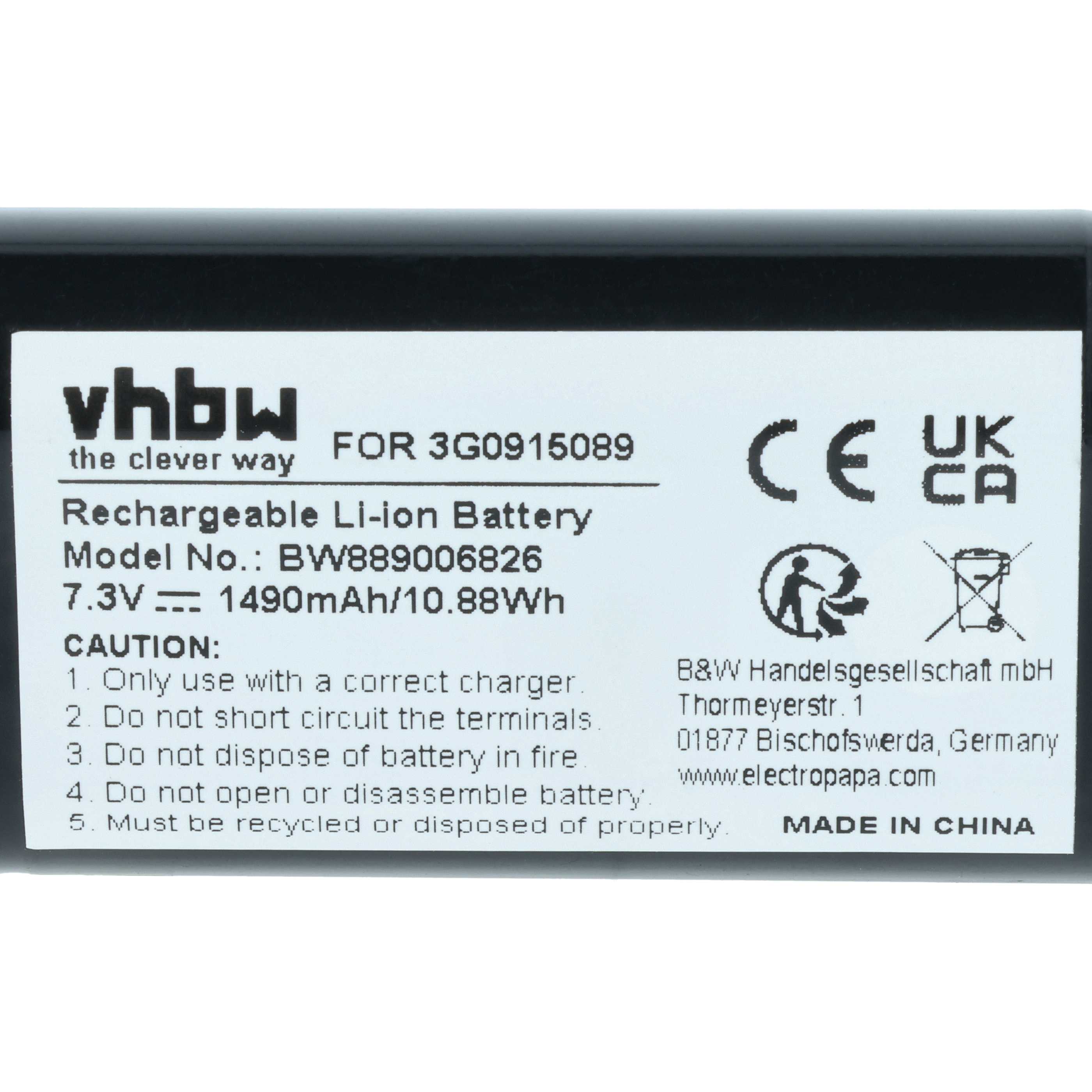 Batteria per computer veicolare sostituisce Audi 3G0915089 - 1,49Ah 7,3V Li-Ion
