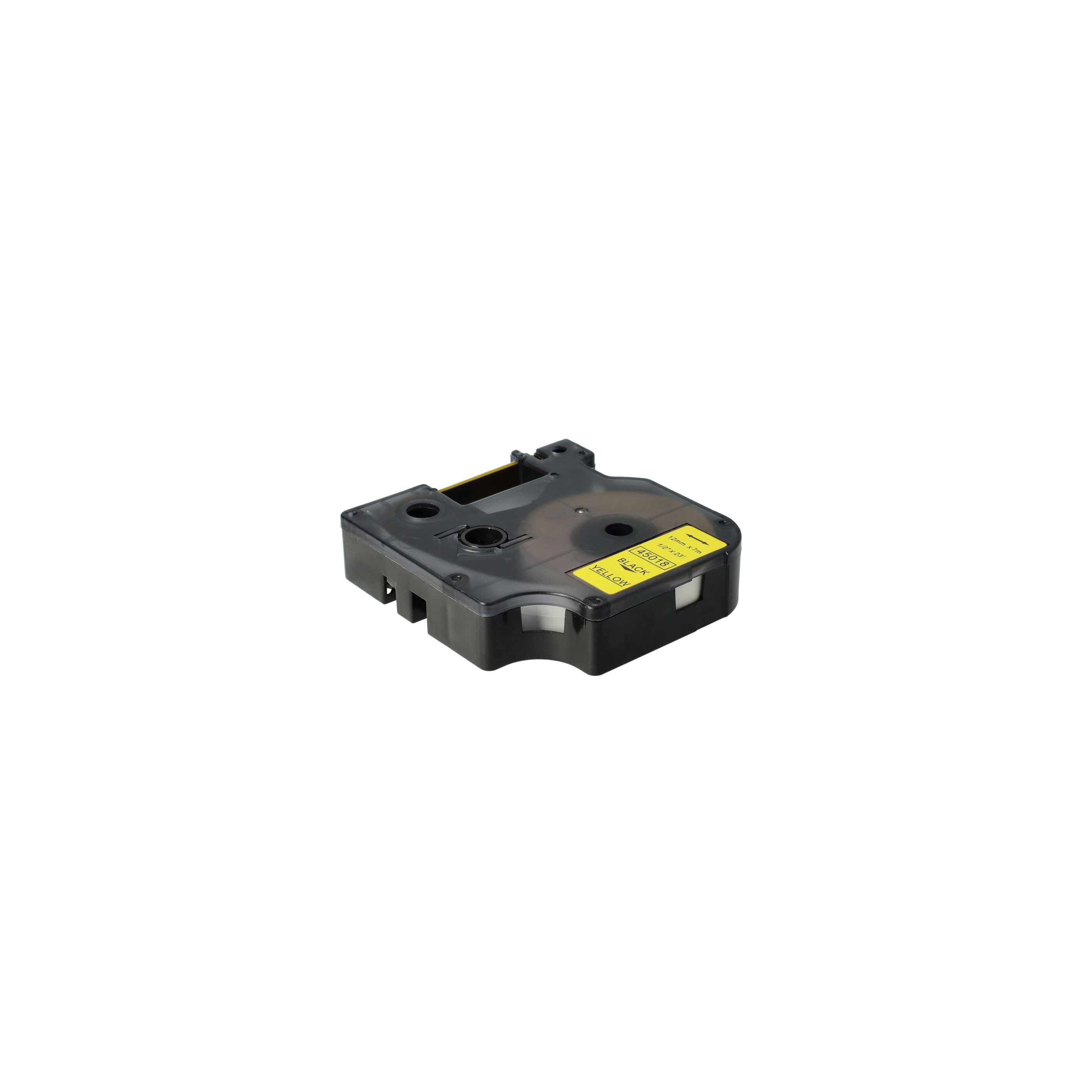 Cassette à ruban remplace Dymo D1, 45018 - 12mm lettrage Noir ruban Jaune