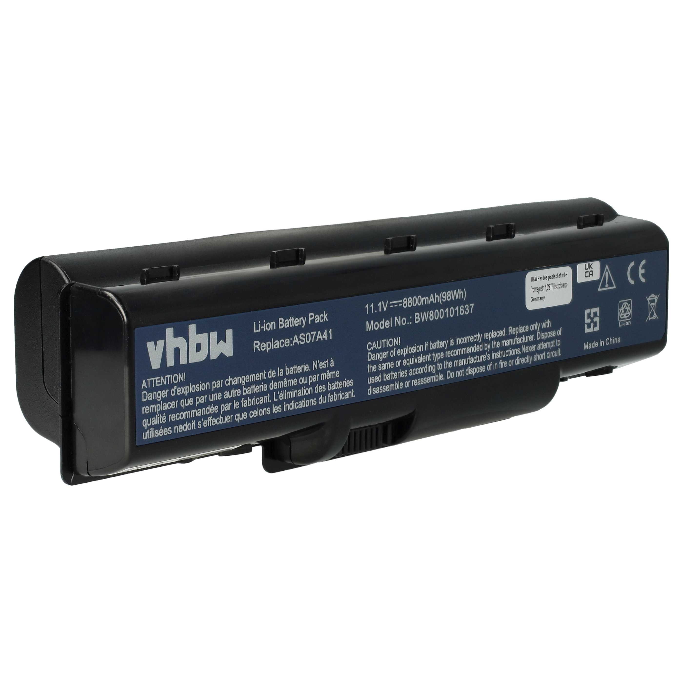 Akumulator do laptopa zamiennik Acer AS07A31, AS07A32, AS07A42, AS07A41 - 8800 mAh 11,1 V Li-Ion, czarny
