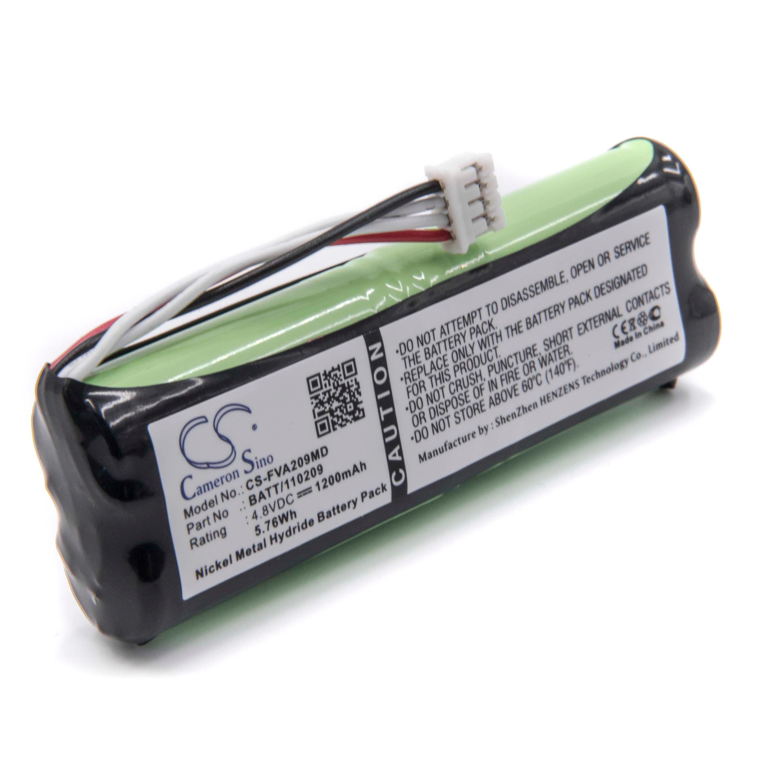 Batterie remplace Fresenius BATT/110209, 120209, 110320-O, 110209-XO pour appareil médical - 1200mAh 4,8V NiMH