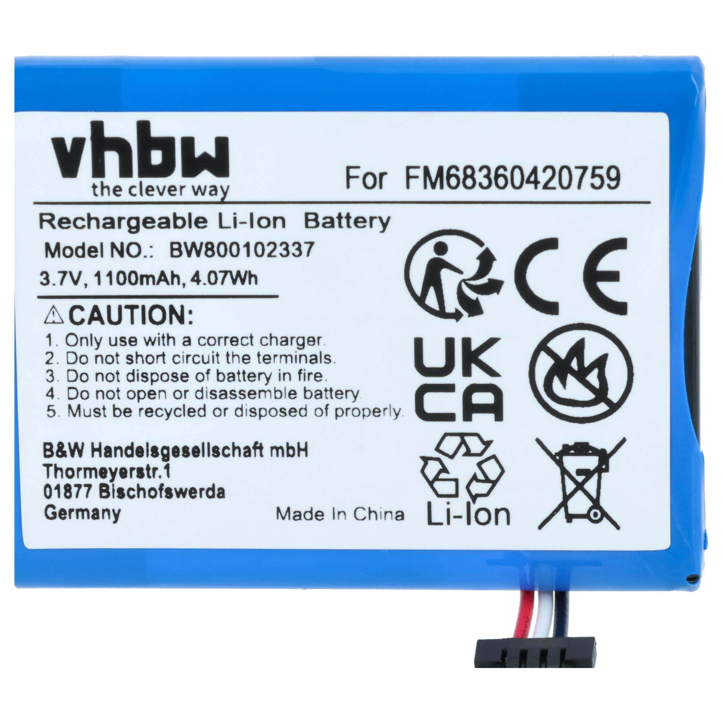 Akumulator do nawigacji GPS zamiennik TomTom VF3, FM68360420759 - 1100 mAh 3,7 V Li-Ion