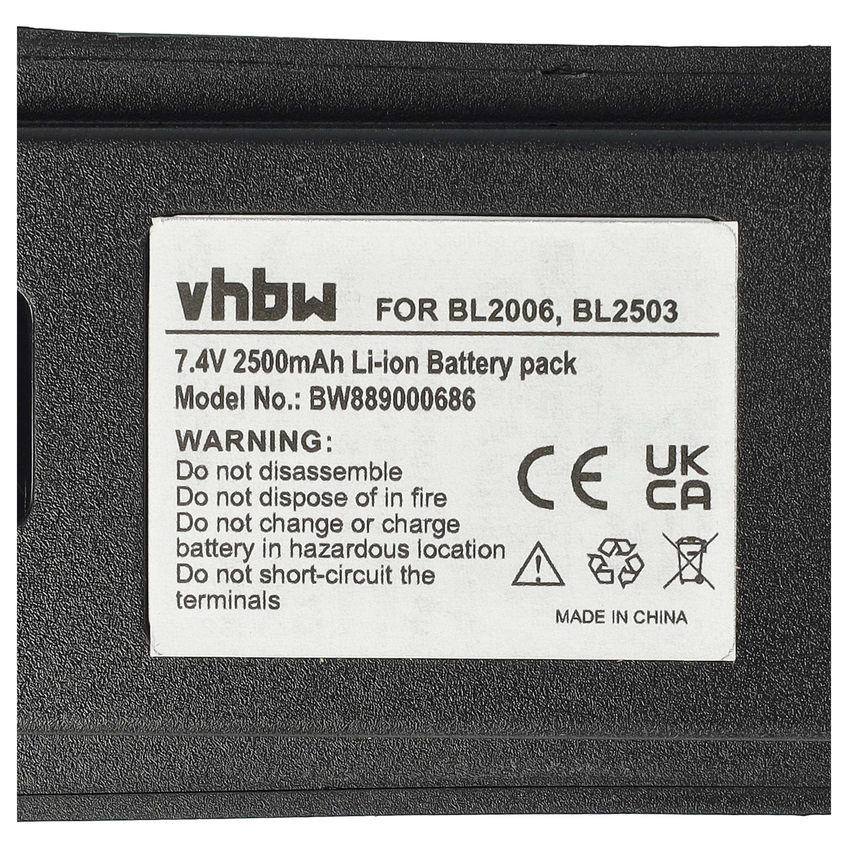 Akku (3 Stück) als Ersatz für Hyt BL2006Li, BL2008, BL2006 für Harris für Funkgerät - 2500mAh 7,4V Li-Ion