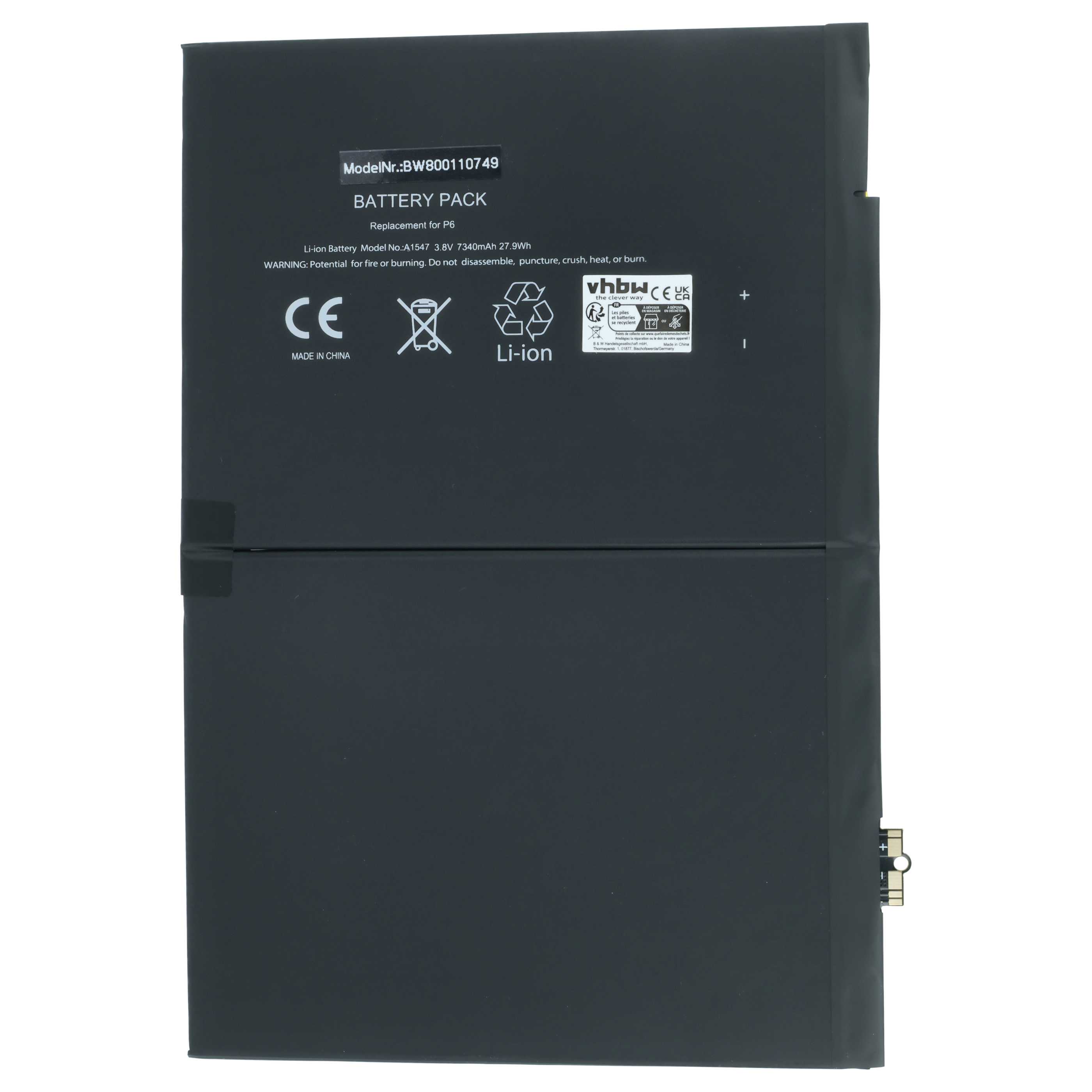 Batteria per tablet sostituisce Apple A1567, A1547 - 7340mAh 3,76V Li-Ion