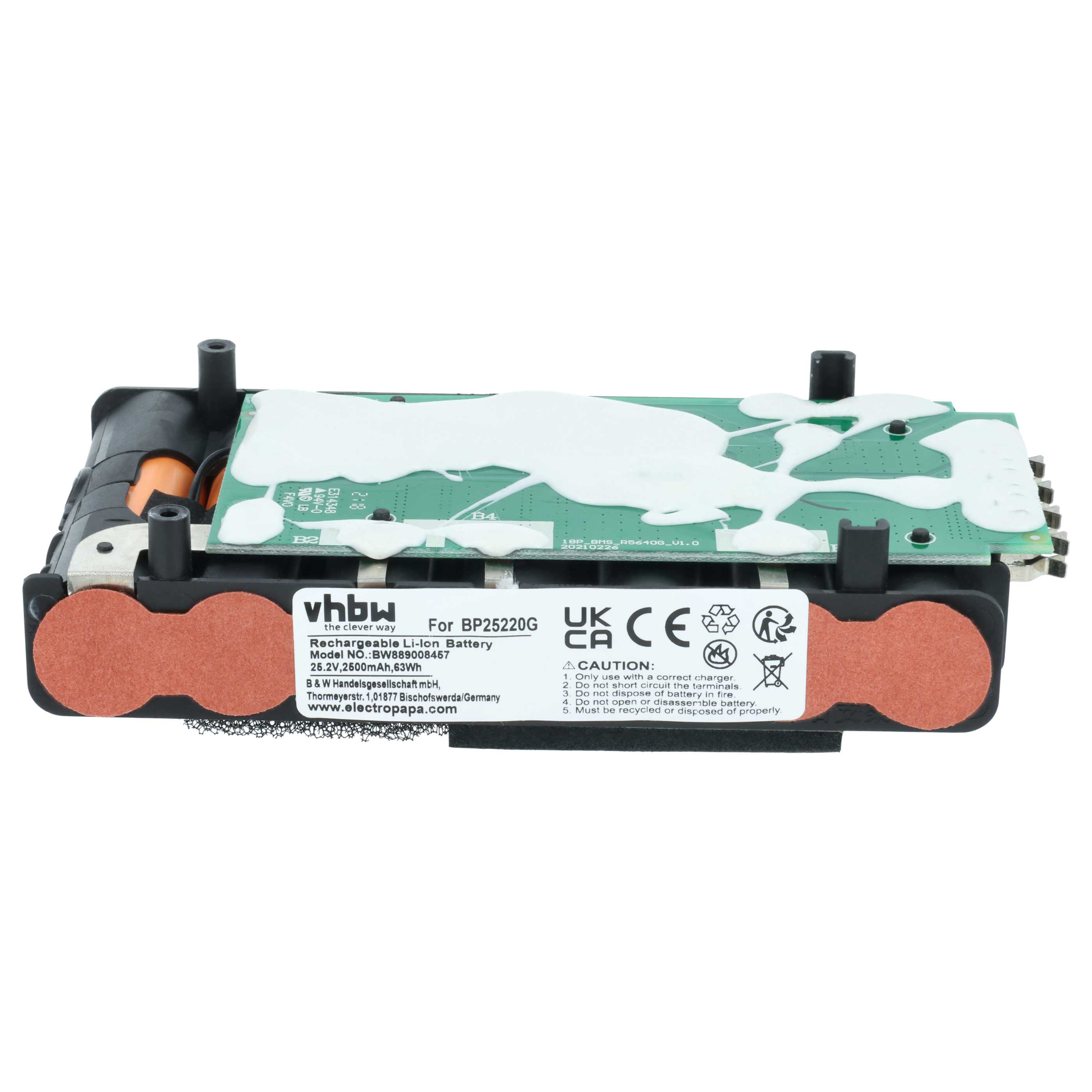 Battery replaces Grundig BP25220G, BP2522A, 9178018779 for Grundig etc. 2500mAh, 25.2V, Li-Ion