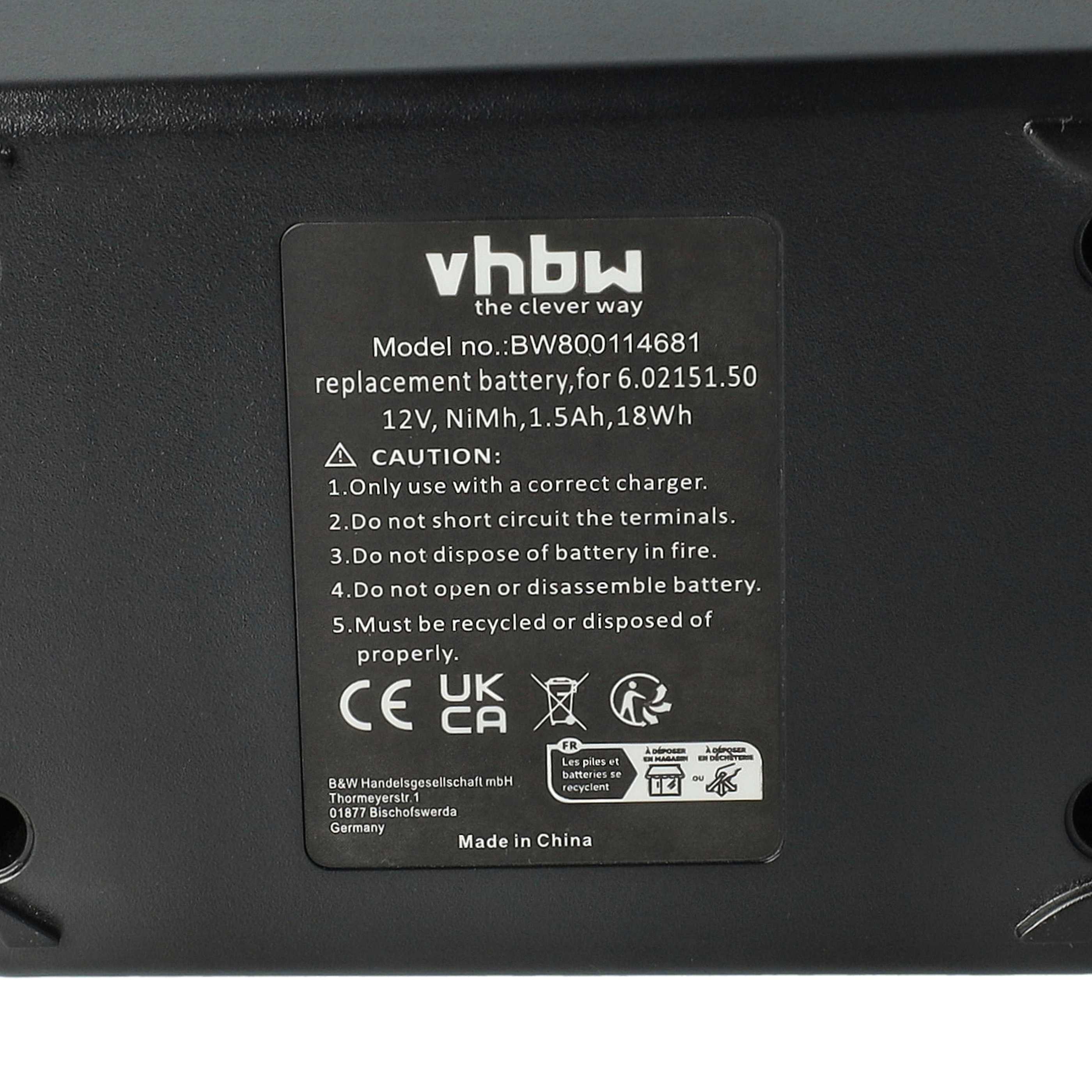 Akumulator do elektronarzędzi zamiennik Metabo 6.02151.50, 6.25473 - 1,5 Ah 12 V NiMH