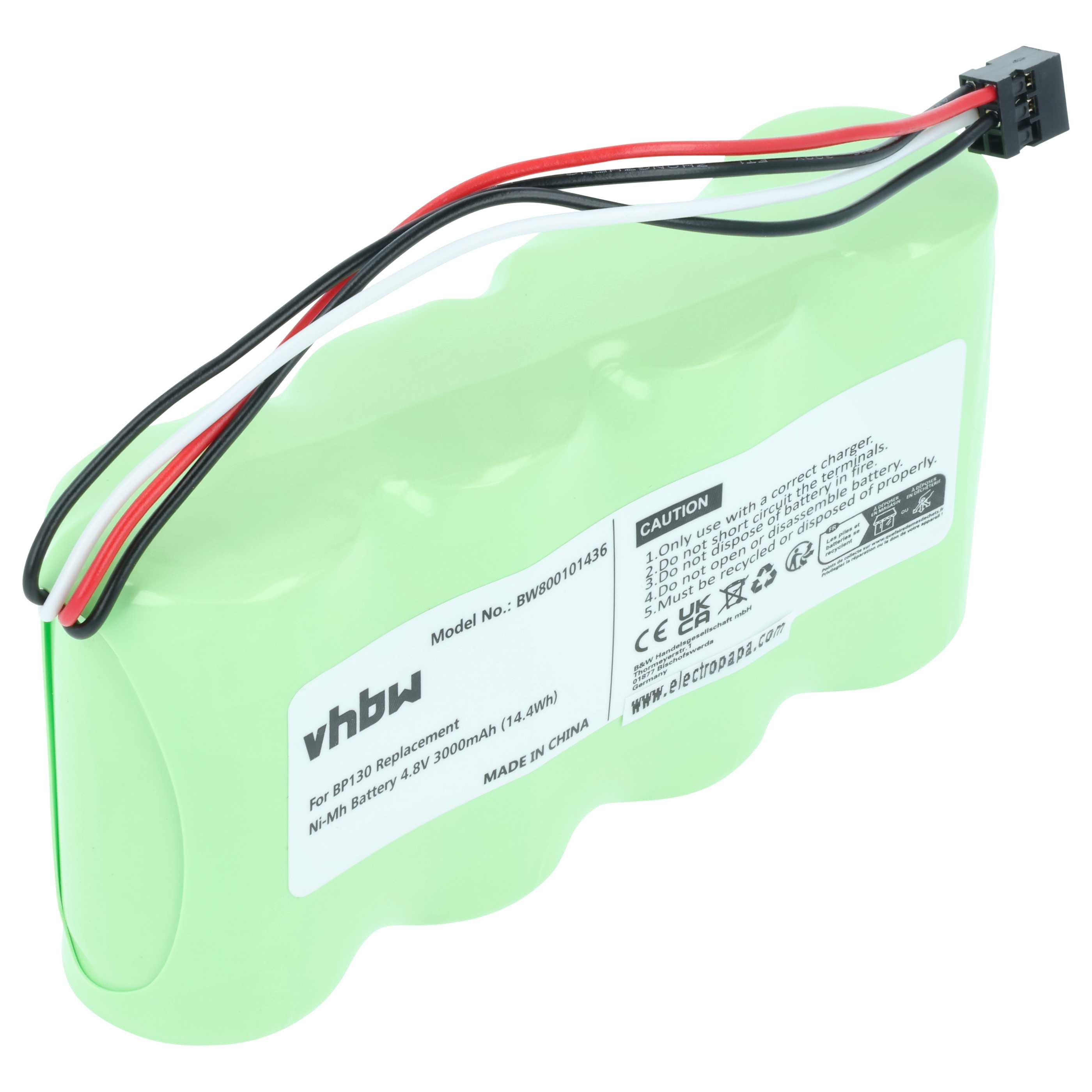 Batería reemplaza BP-130, BP130 para dispositivo medición (3000 mAh, 4,8 V, NiMH)