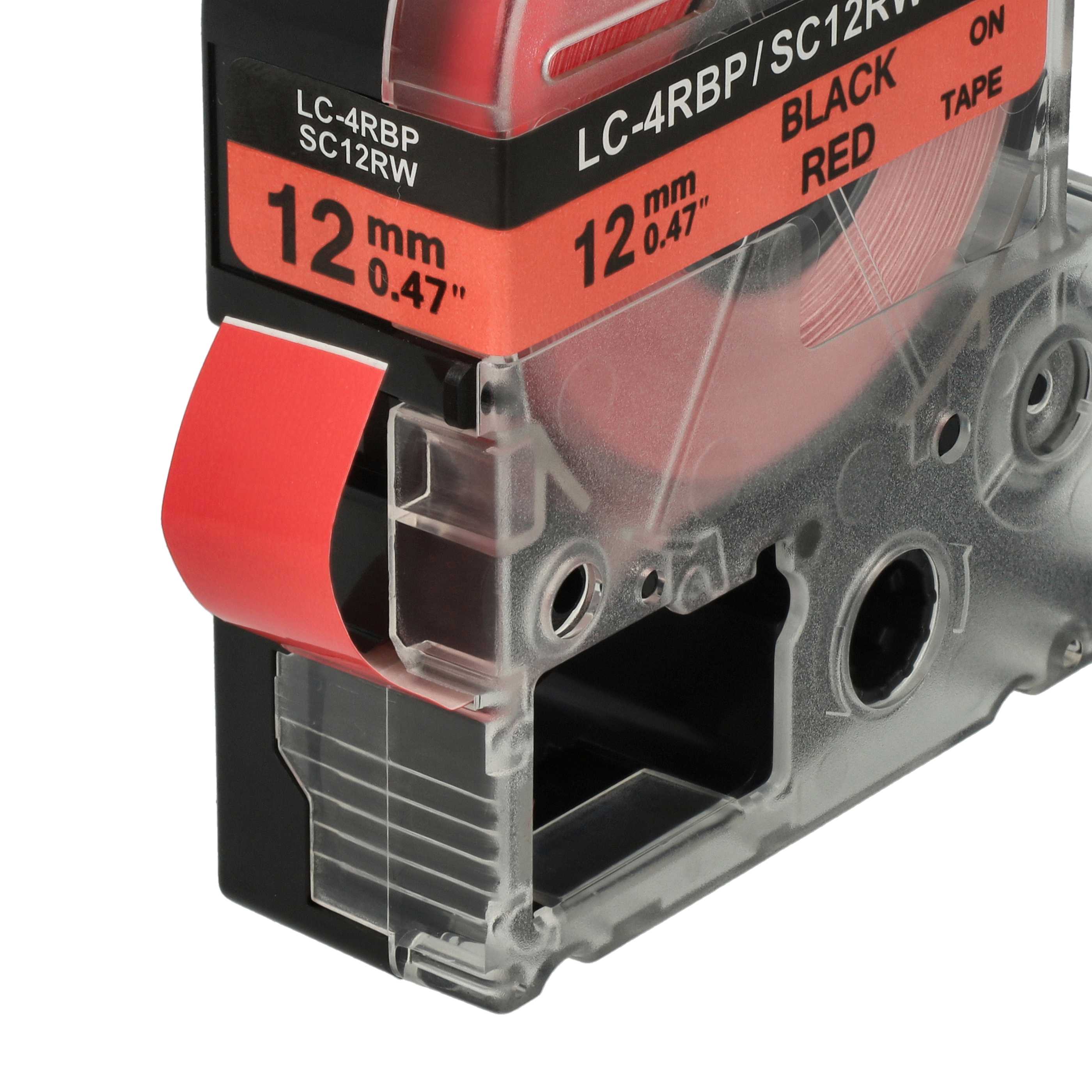 Label Tape replaces Epson LC-4YRN - 12 mm Black to Red
