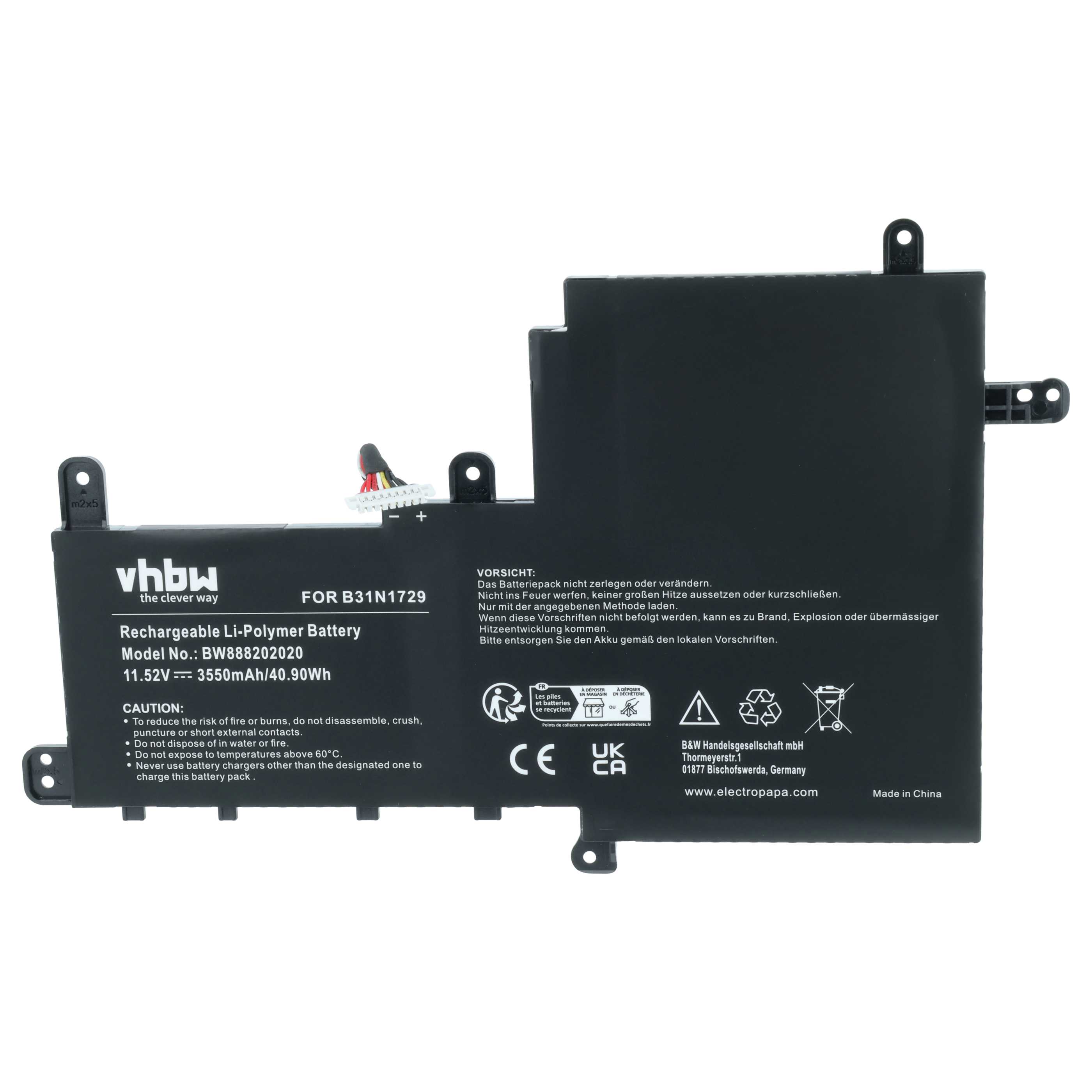 Batteria sostituisce Asus 0B200-02920000, B31N1729 per notebook - 3550mAh 11,52V Li-Ion