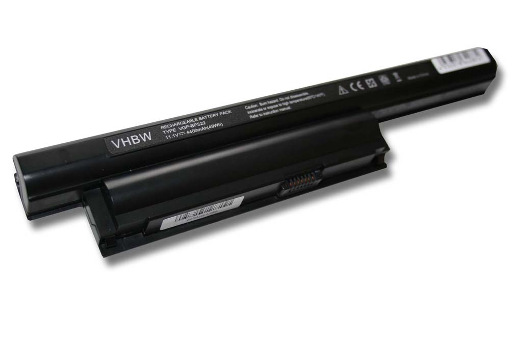 Batterie remplace Sony VGP-BPS22, VGP-BPS22/A, VGP-BPL22 pour ordinateur portable - 4400mAh 11,1V Li-ion, noir
