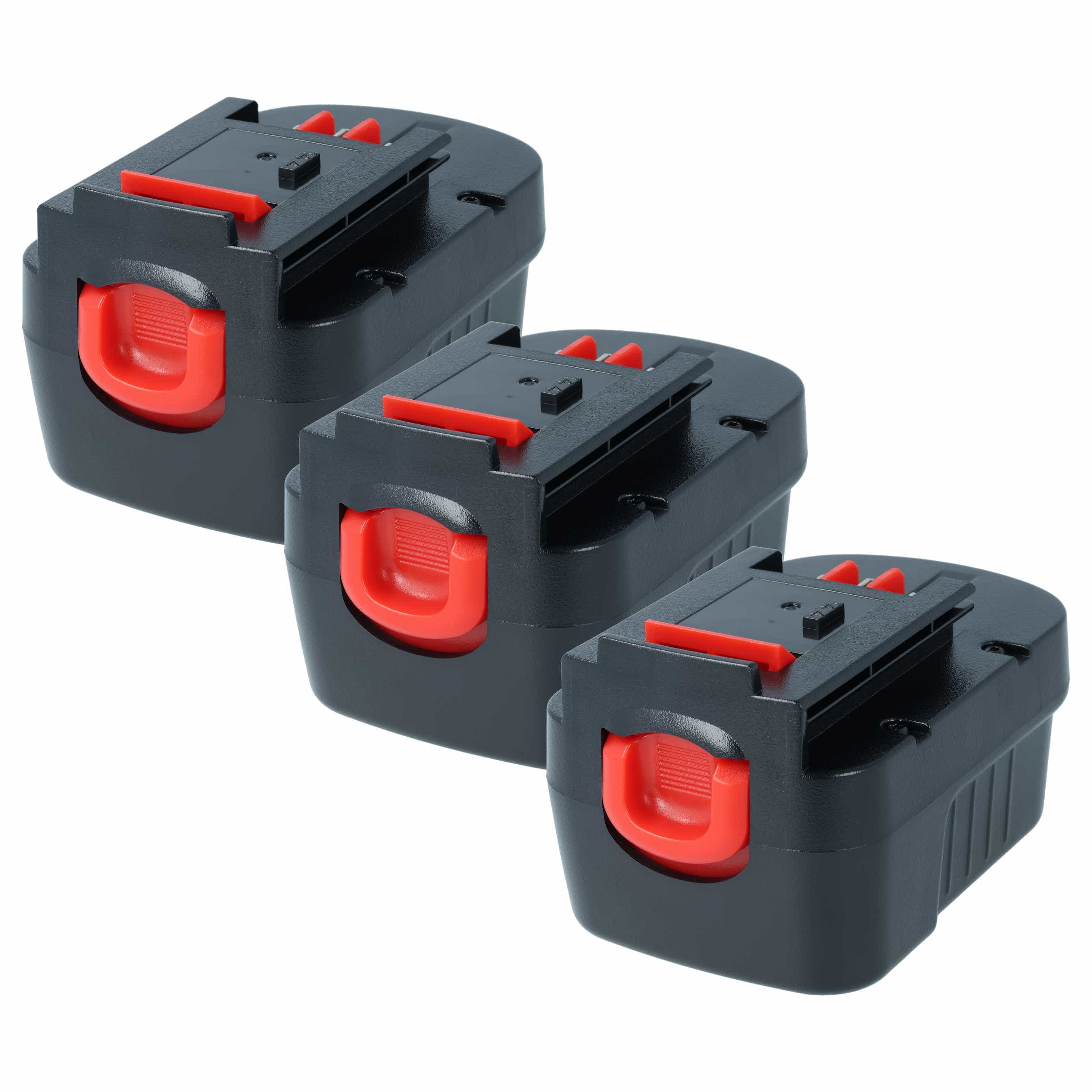 3x Battery replaces Black & Decker A14, 499936-34, 499936-35 Electric Power Tool - 1500 mAh, 14.4 V, NiMH