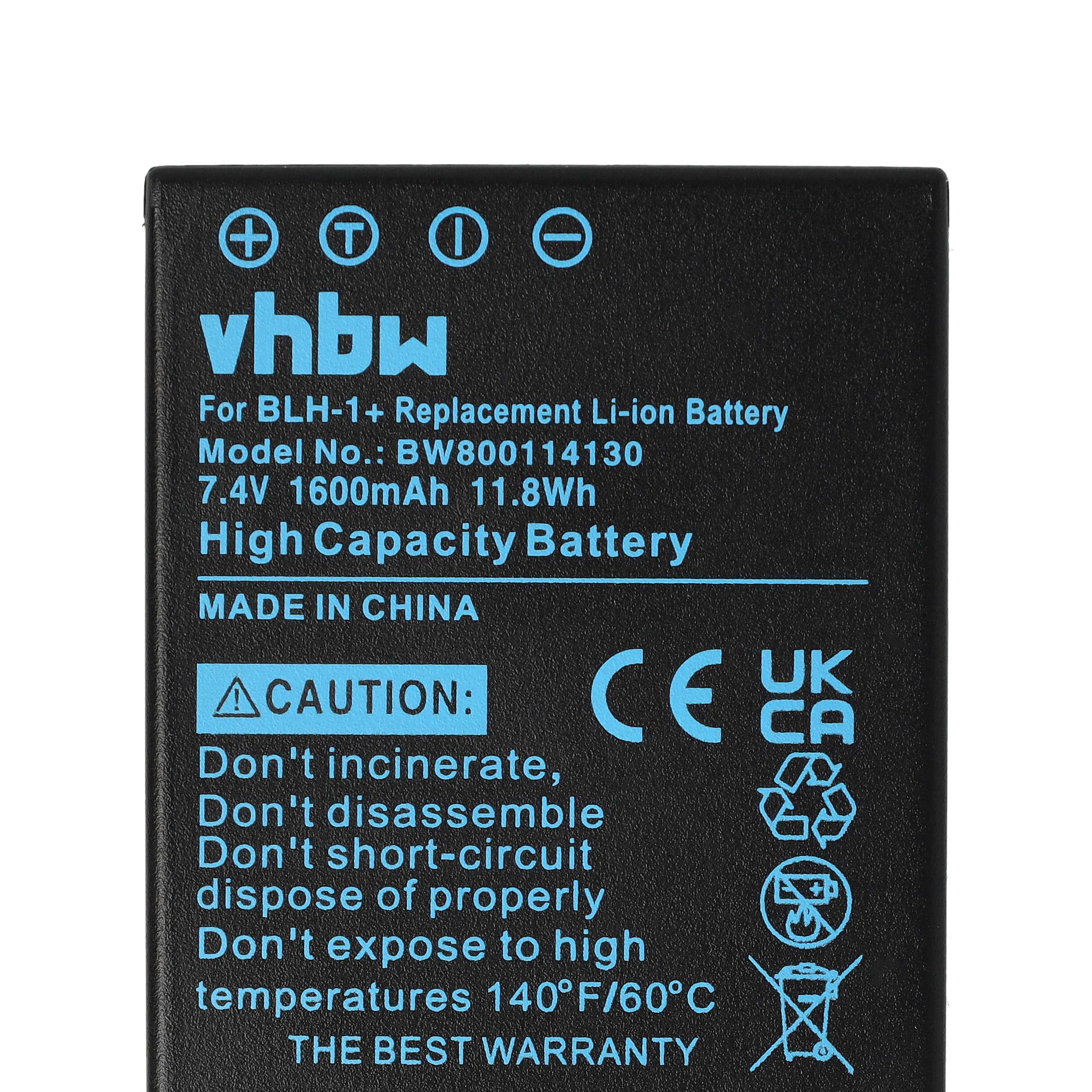Battery replaces Olympus BLH-1 - 1600mAh, 7.4V, Li-Ion