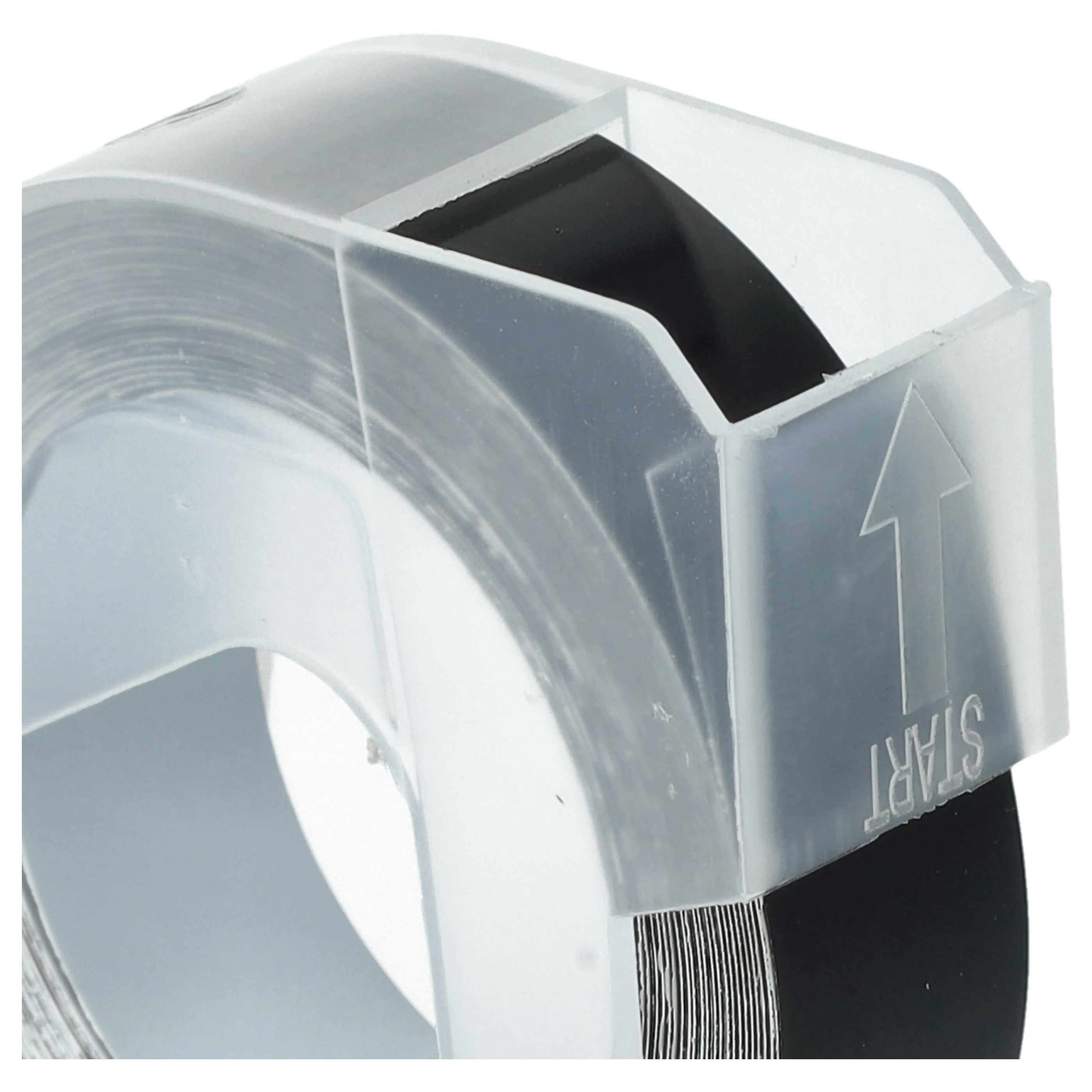 2x 3D Embossing Label Tape replaces Dymo 0898132 - 12 mm White to Black