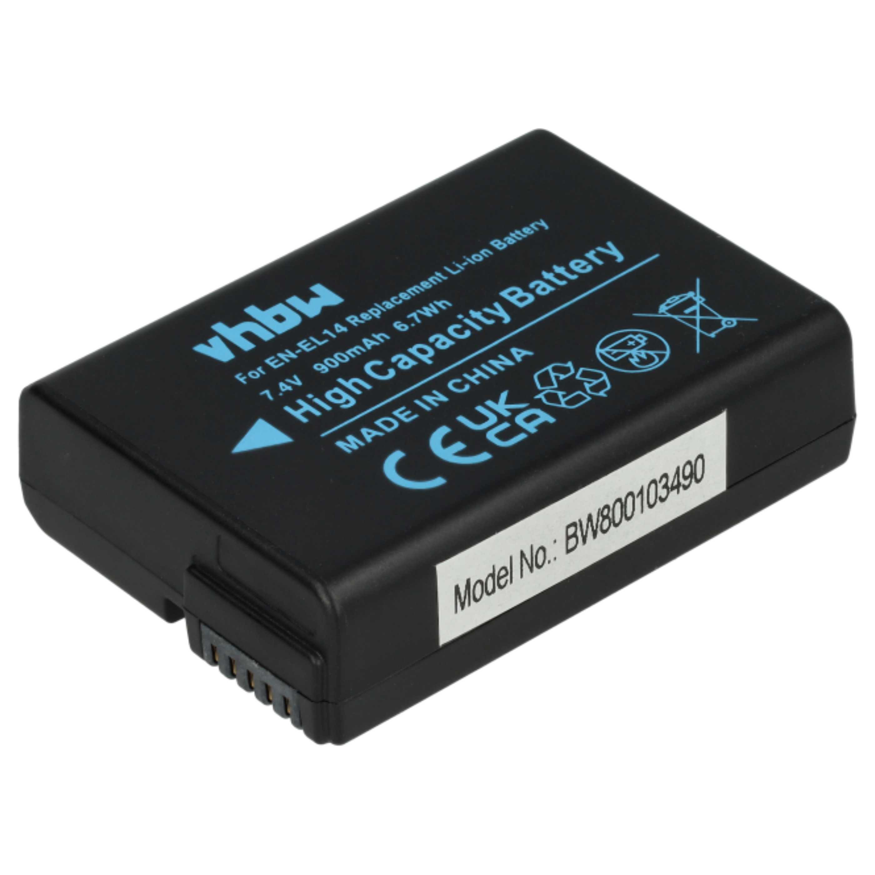 2x Battery replaces Nikon EN-EL14 - 950mAh, 7.2V, Li-Ion with Info Chip