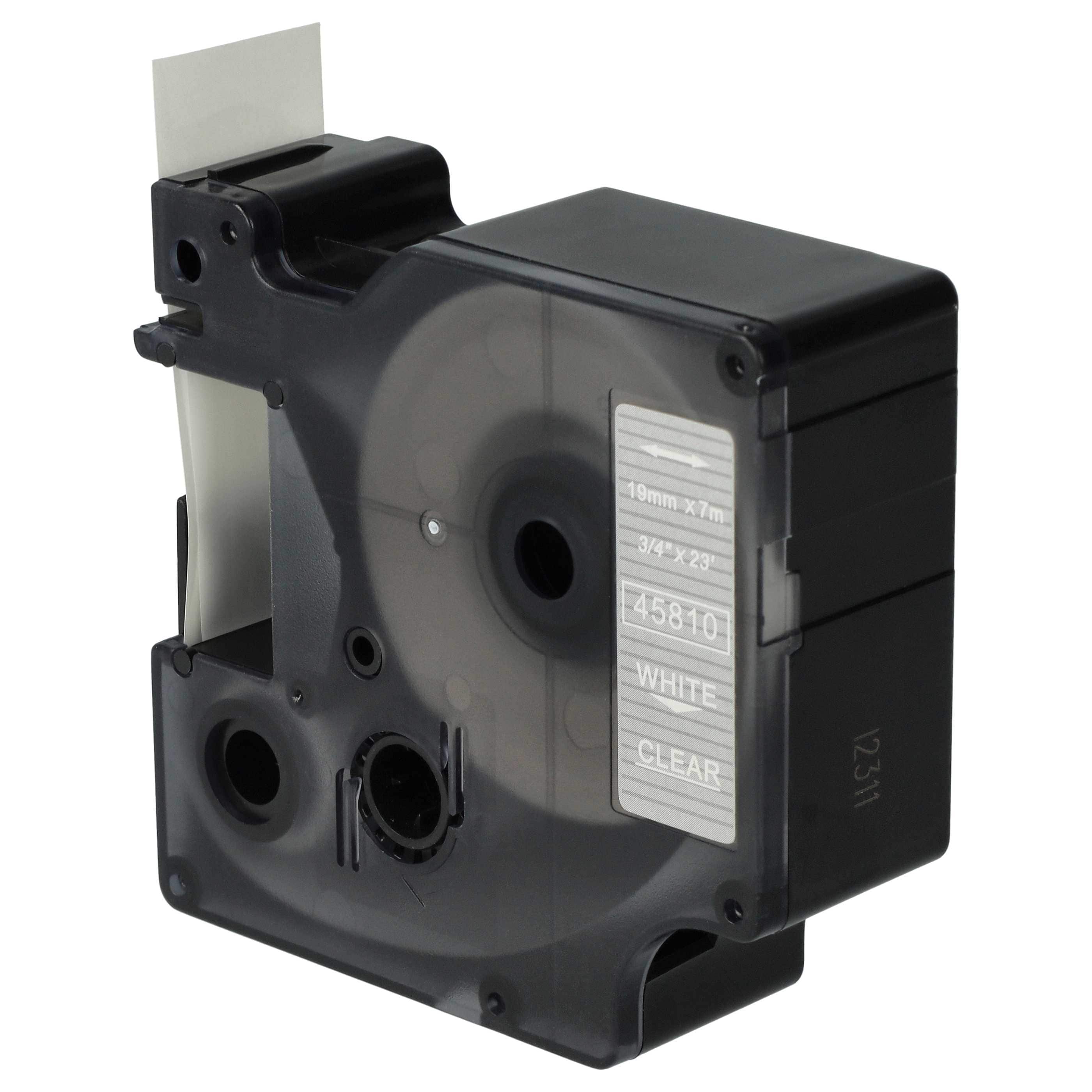 Label Tape replaces Dymo D1, 45810 - 19 mm White to Transparent