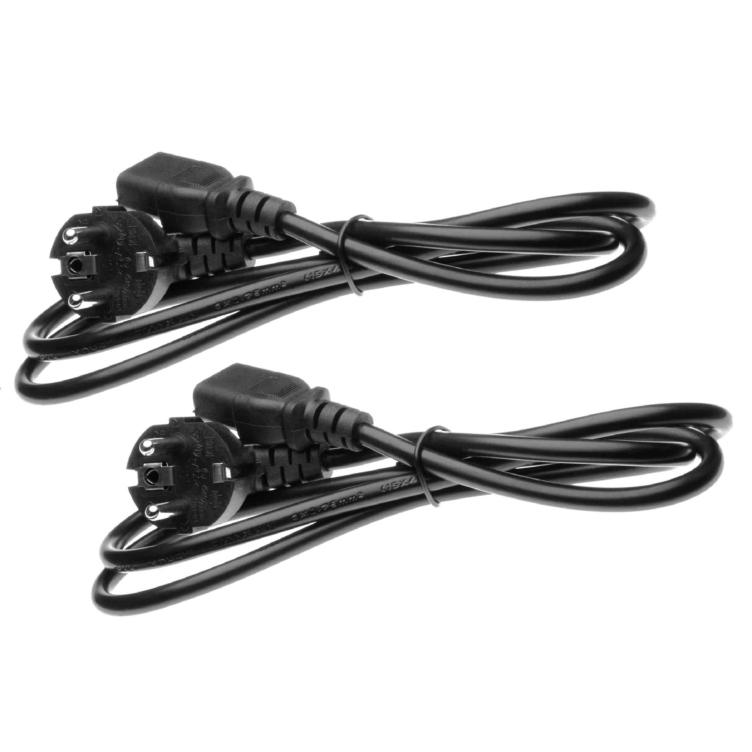 2x C13 Power Cable Euro Plug suitable for Devices e.g. PC Monitor Computer - 1.2 m