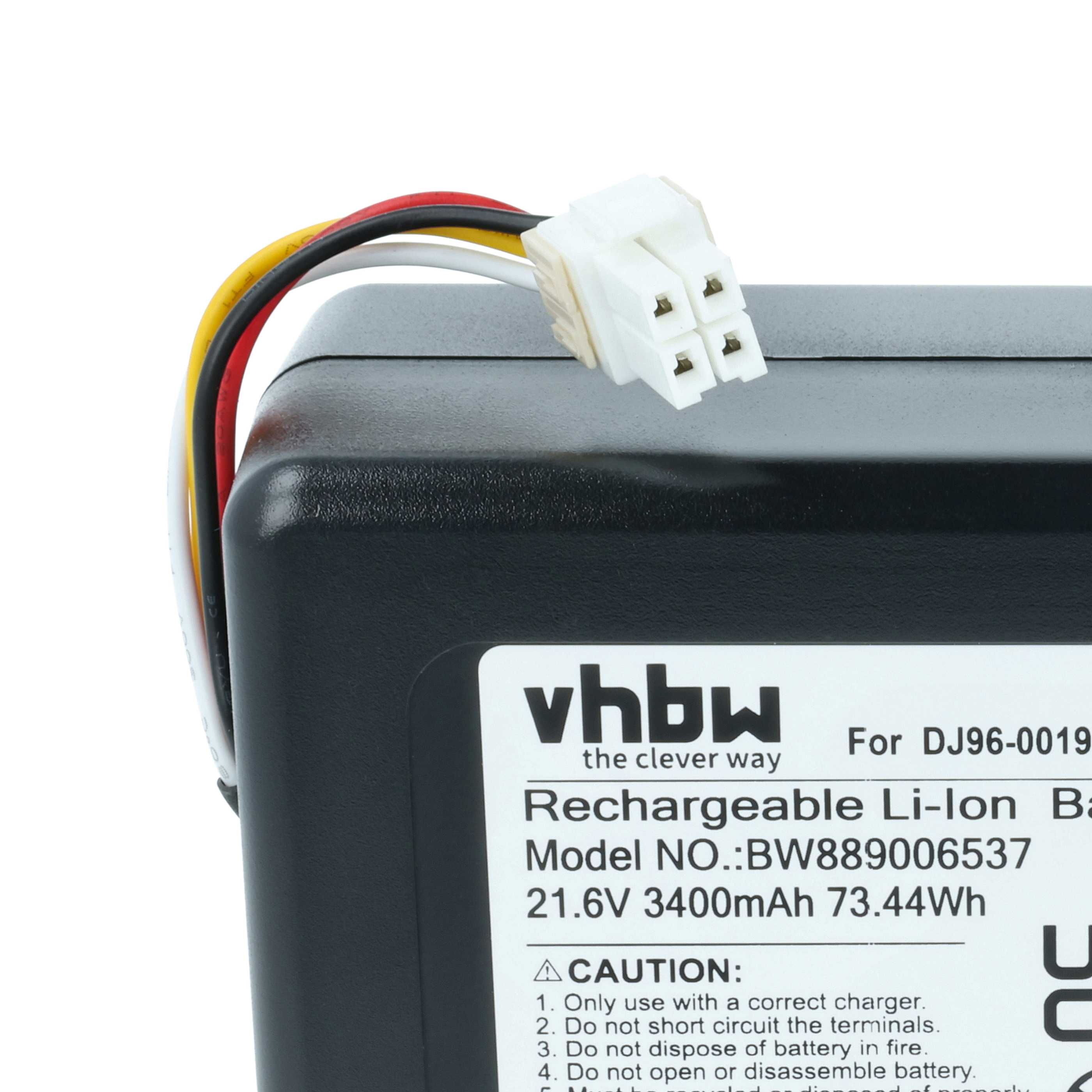 Batteria sostituisce Samsung DJ96-00193E, VCA-RBT71/XAA, VCA-RBT71 per robot aspiratore - 3,4Ah 21,6V Li-Ion