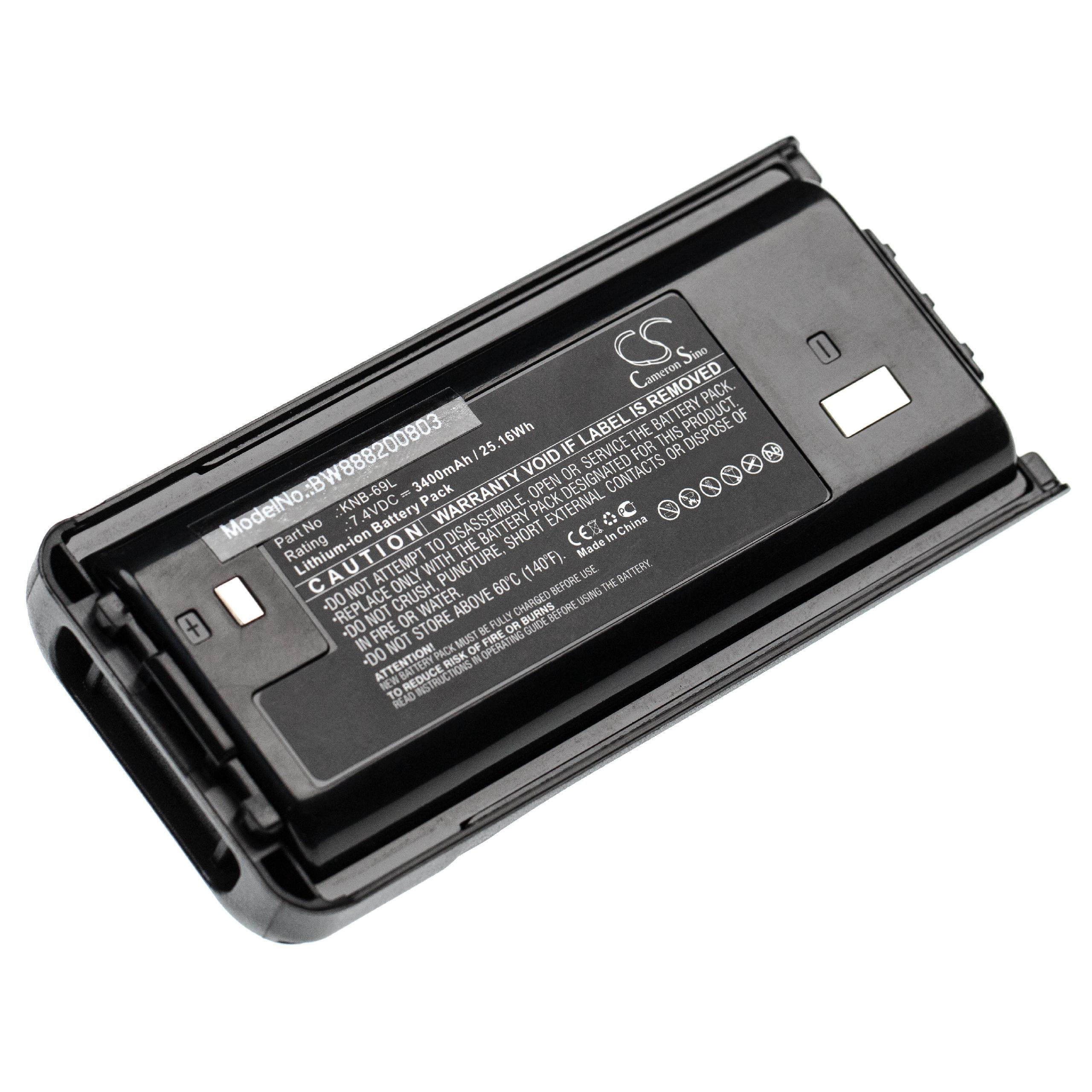 Batterie remplace Kenwood KNB-69L pour radio talkie-walkie - 3400mAh 7,4V Li-ion