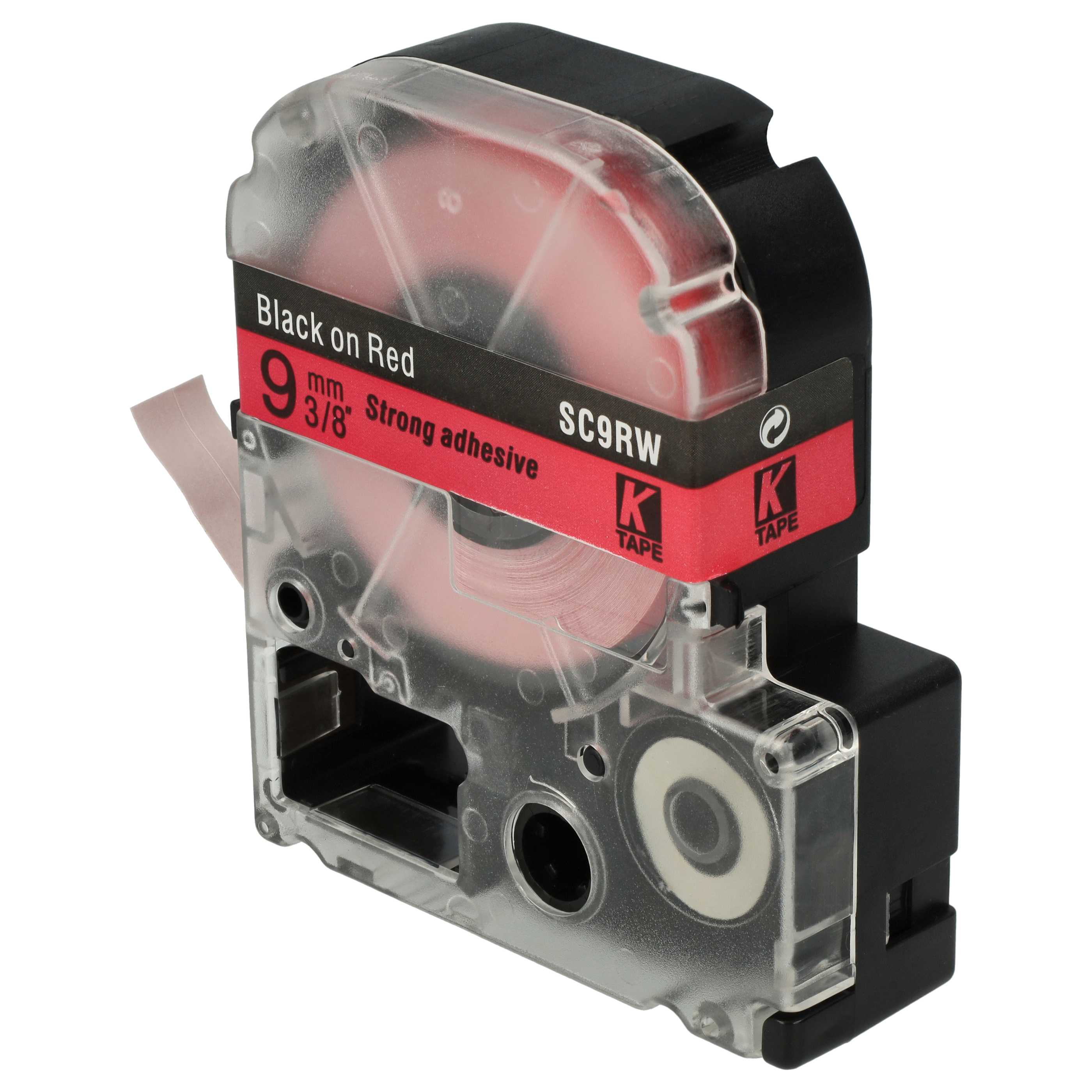 Label Tape replaces Epson LC-3YRN - 9 mm Black to Red