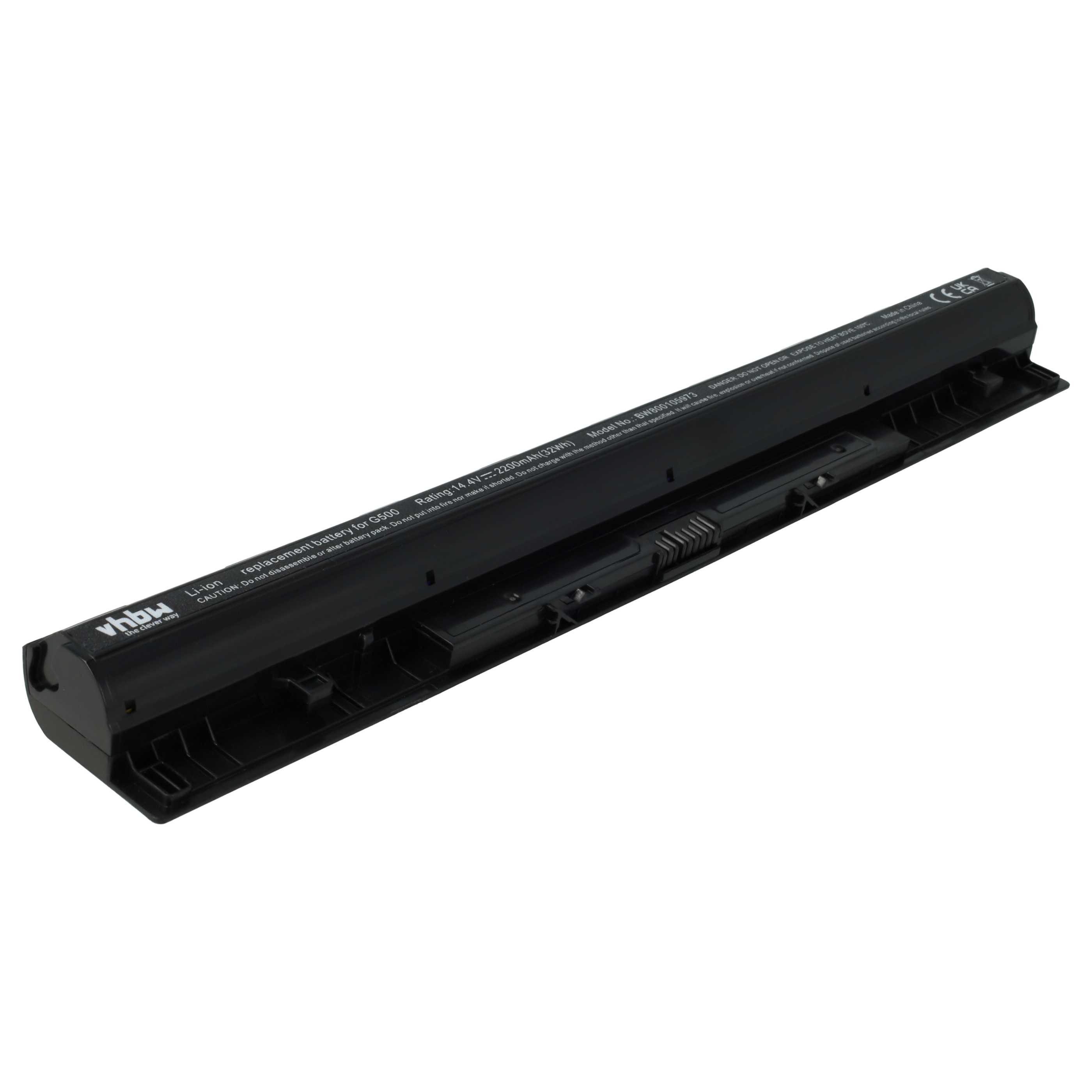 Notebook-Akku als Ersatz für Lenovo 121500171, 121500172, 121500173, 121500174 - 2200mAh 14,4V Li-Ion, schwarz