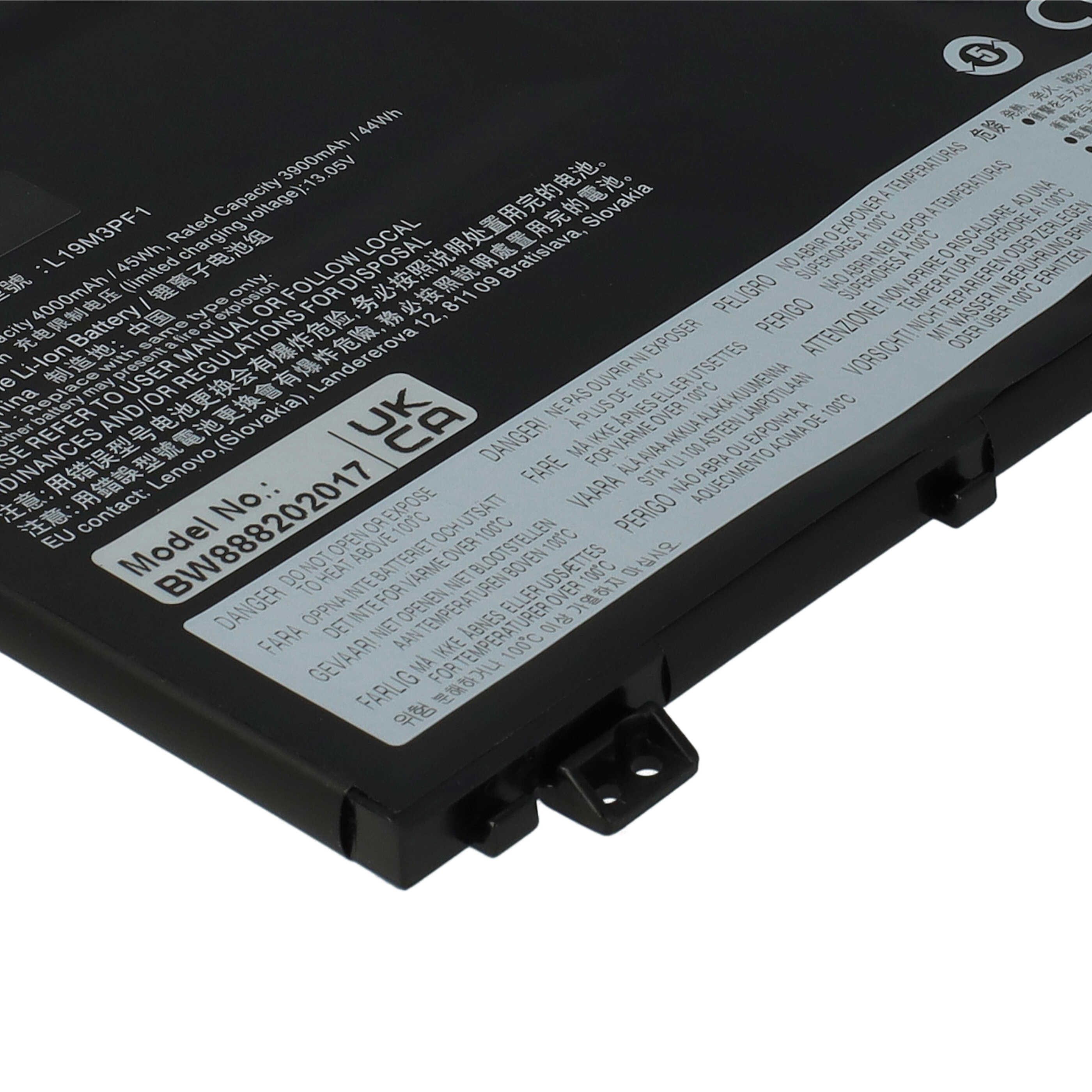Batterie remplace Lenovo 5B10T09093, 5B10V25239 pour ordinateur portable - 3200mAh 11,4V Li-polymère