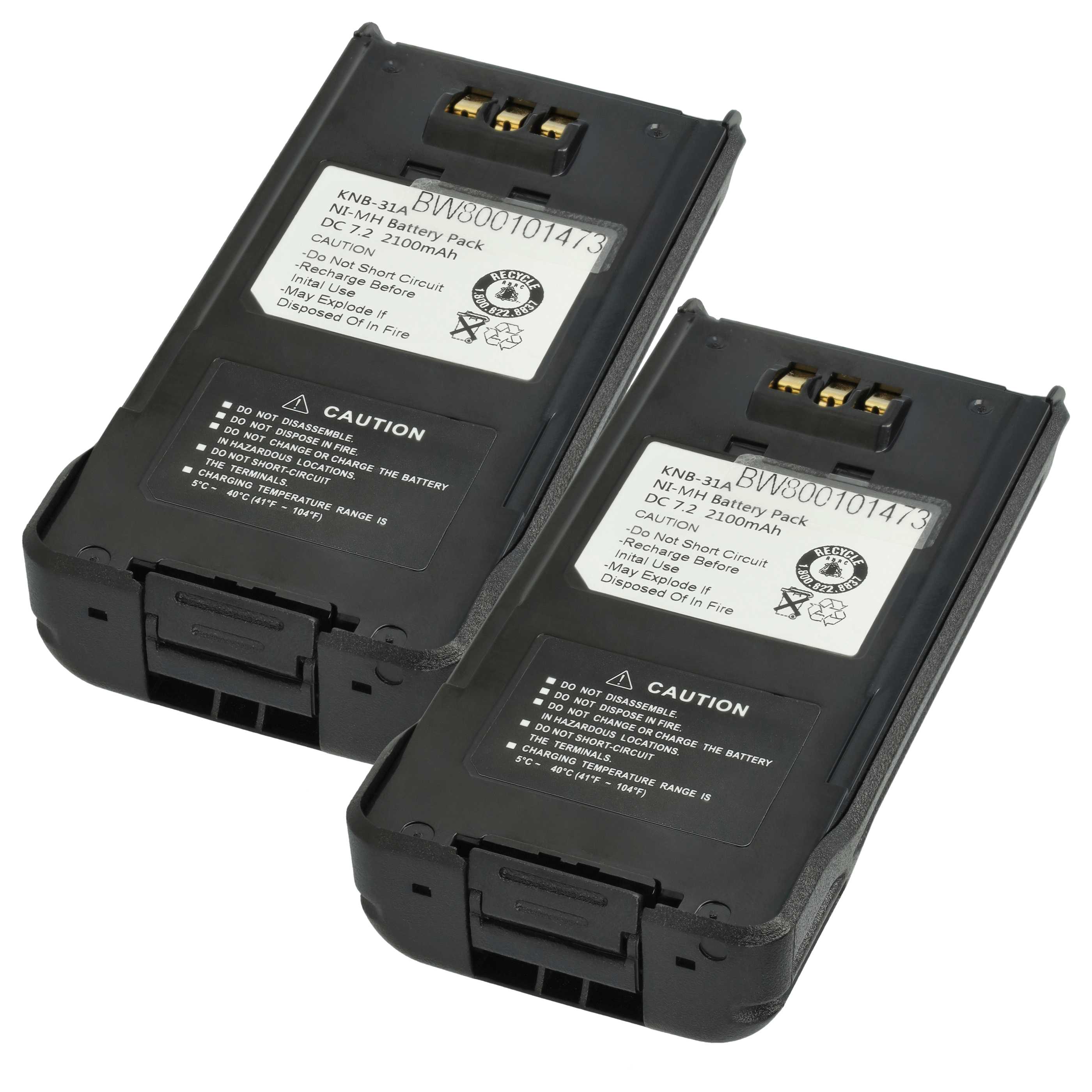 Radio 2x Battery replaces Kenwood KNB-41NC, KNB-32N, KNB-31A, KNB-33L - 2100 mAh 7.2 V NiMH