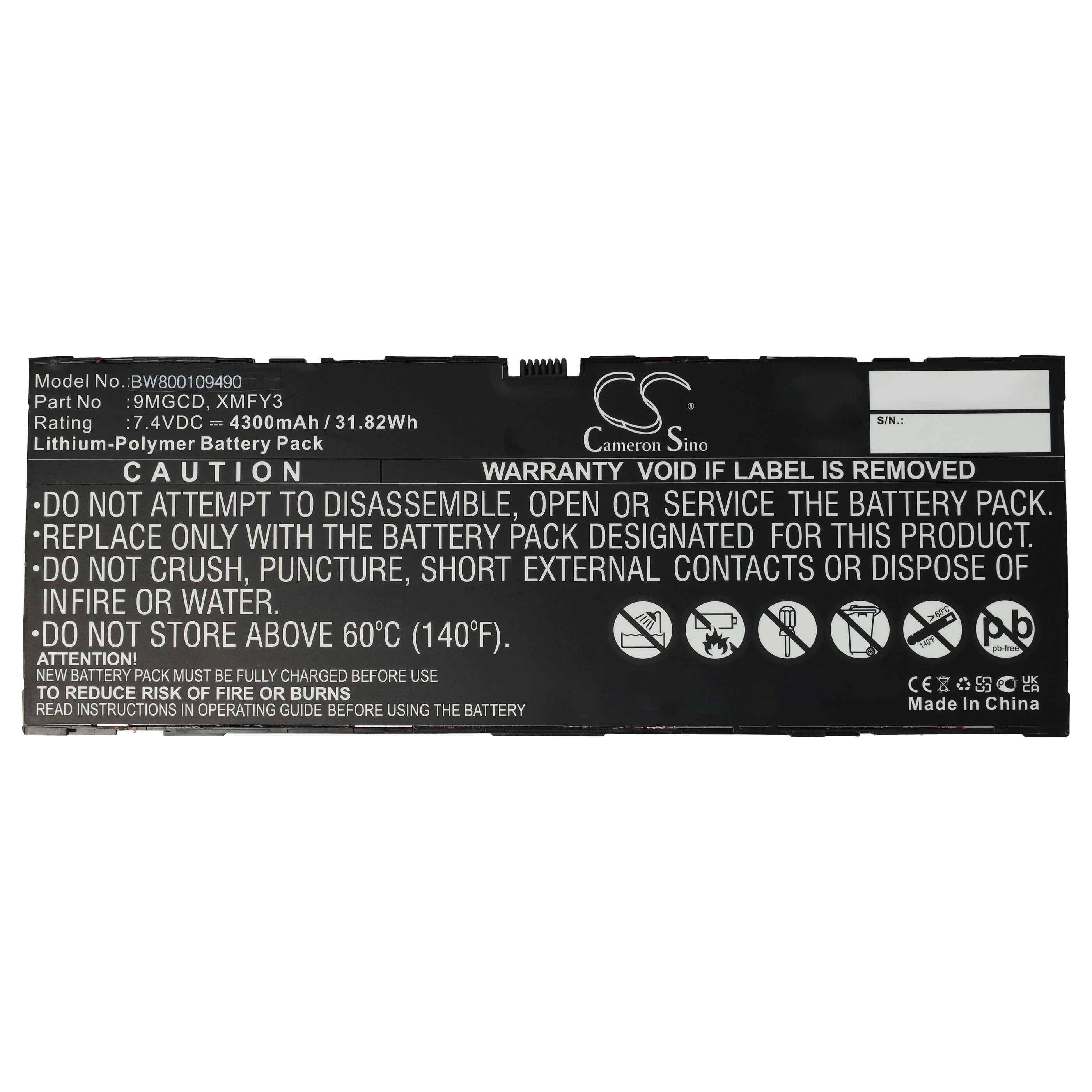 Akumulator do laptopa zamiennik Dell 312-1453, 0xmfy3, 0T8NH4, T8NH4, 9MGCD, VYP88 - 4300 mAh 7,4 V LiPo