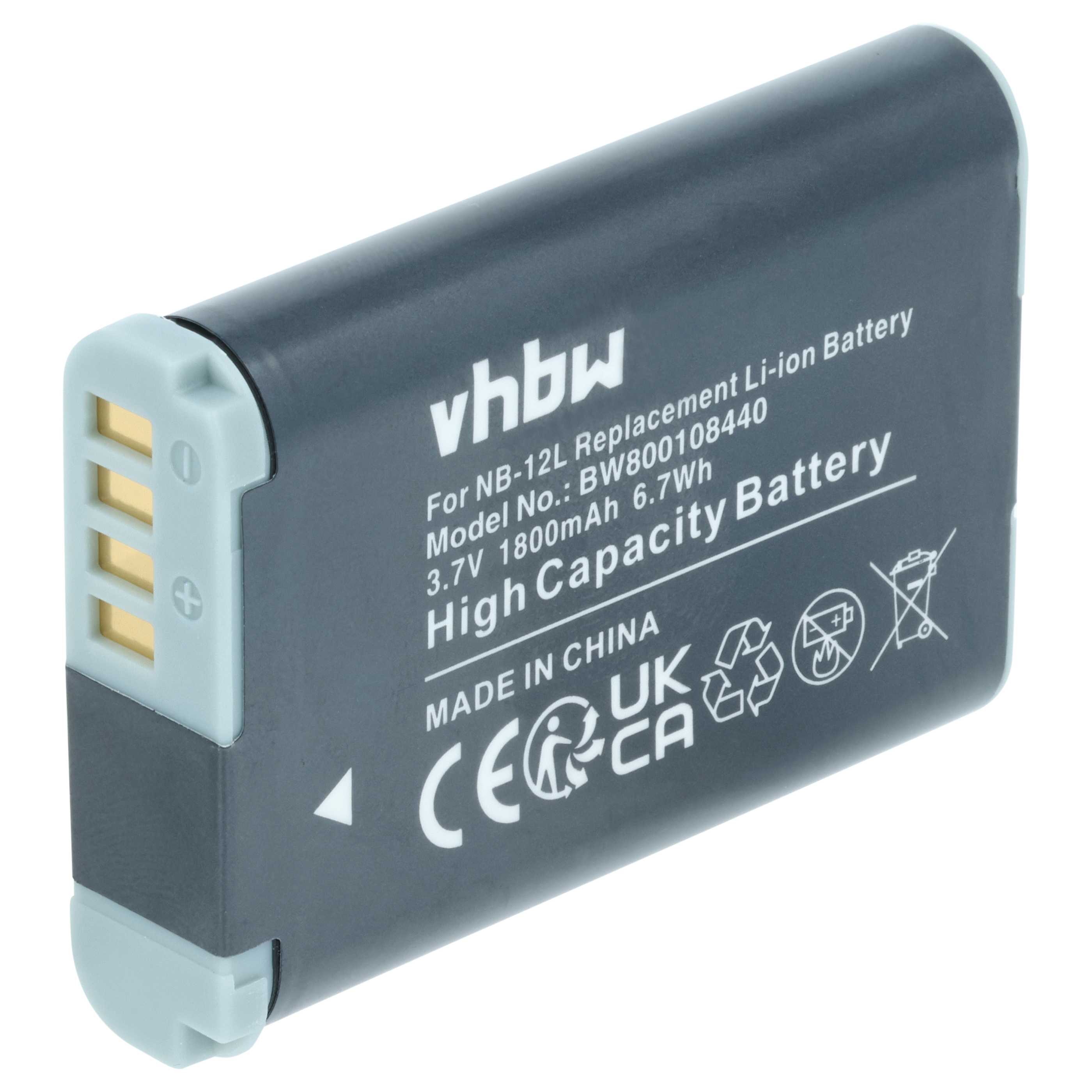 Battery replaces Canon NB-12L - 1800mAh, 3.7V, Li-Ion