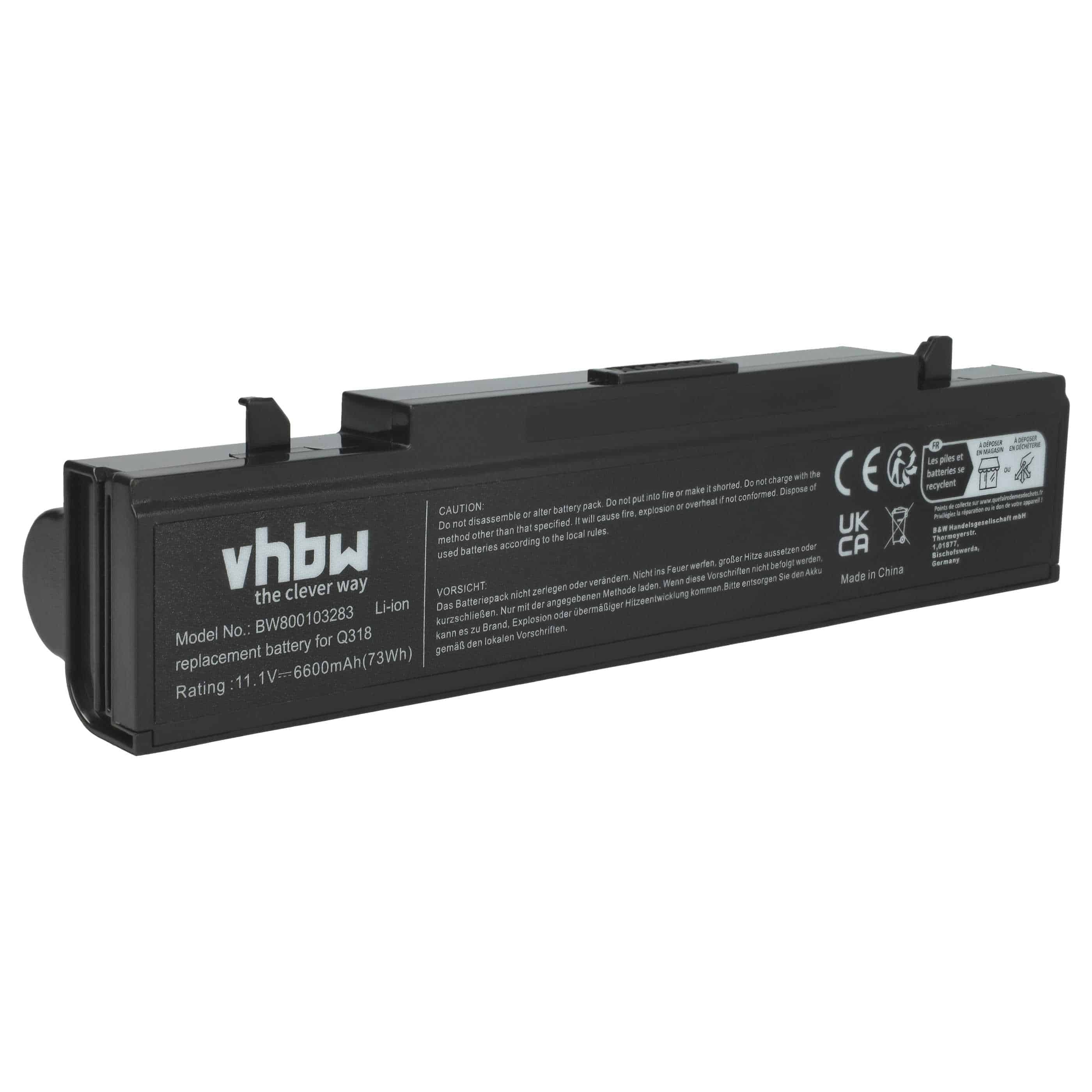 Batteria sostituisce Samsung AA-PB9MC6B, AA-PB9MC6S per notebook Samsung - 6600mAh 11,1V Li-Ion nero