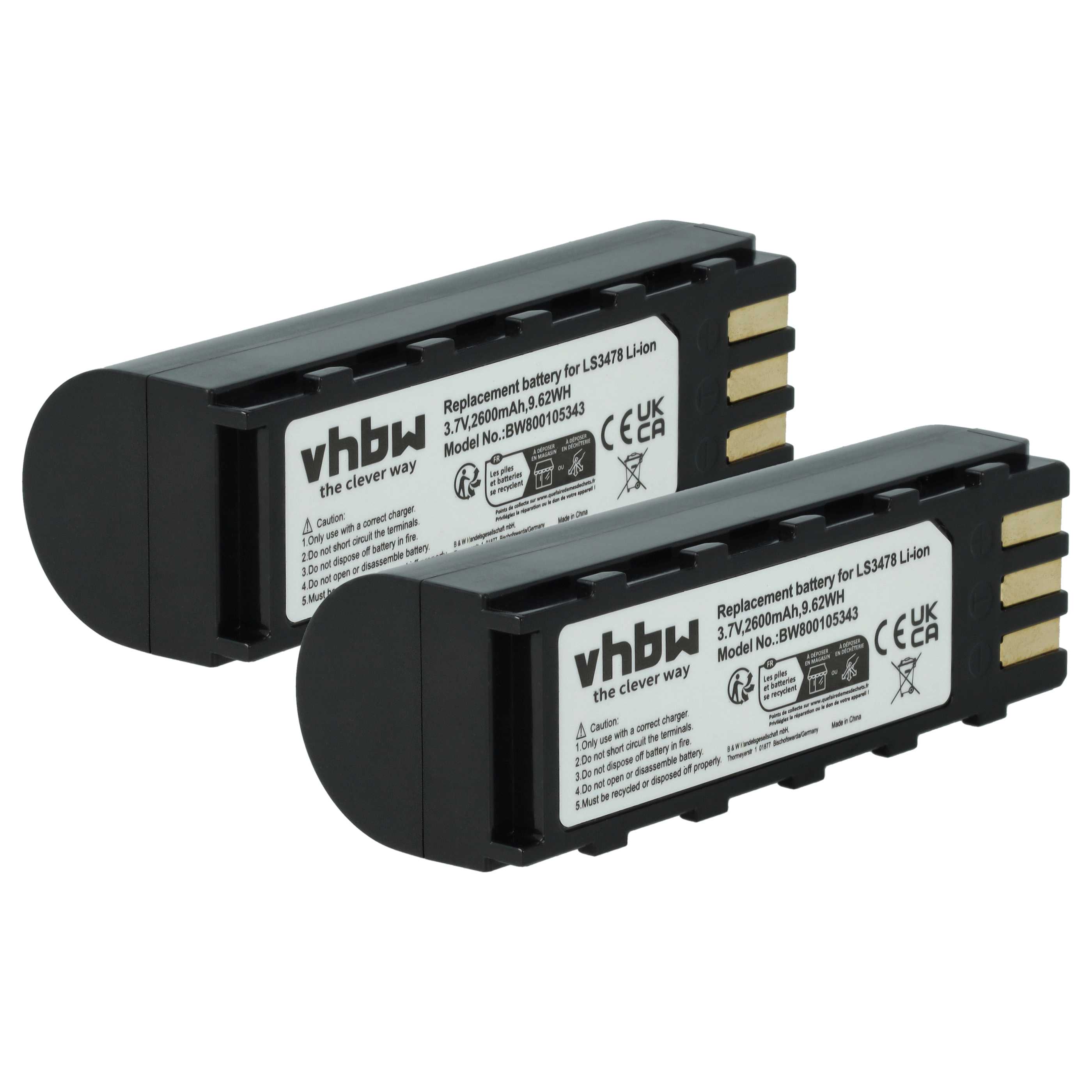 2x Battery replaces Leuze 50120448 for Symbol Barcode Scanner POS - 2600 mAh 3.7 V