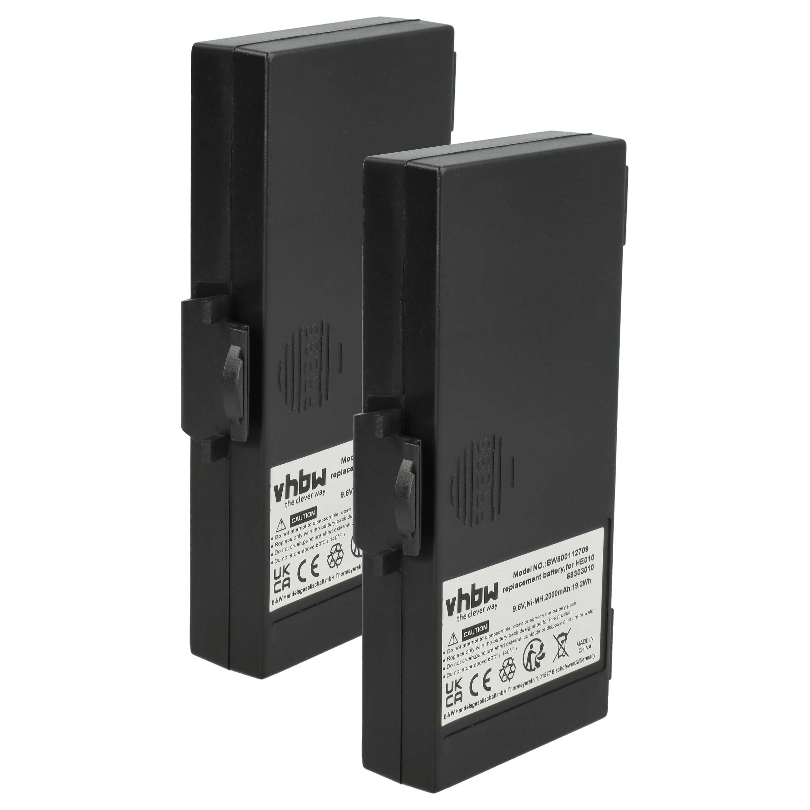 Radio 2x Battery replaces Hetronic 68303000, 68303010, 6830300, 68303020, HE010 - 2000 mAh 9.6 V NiMH