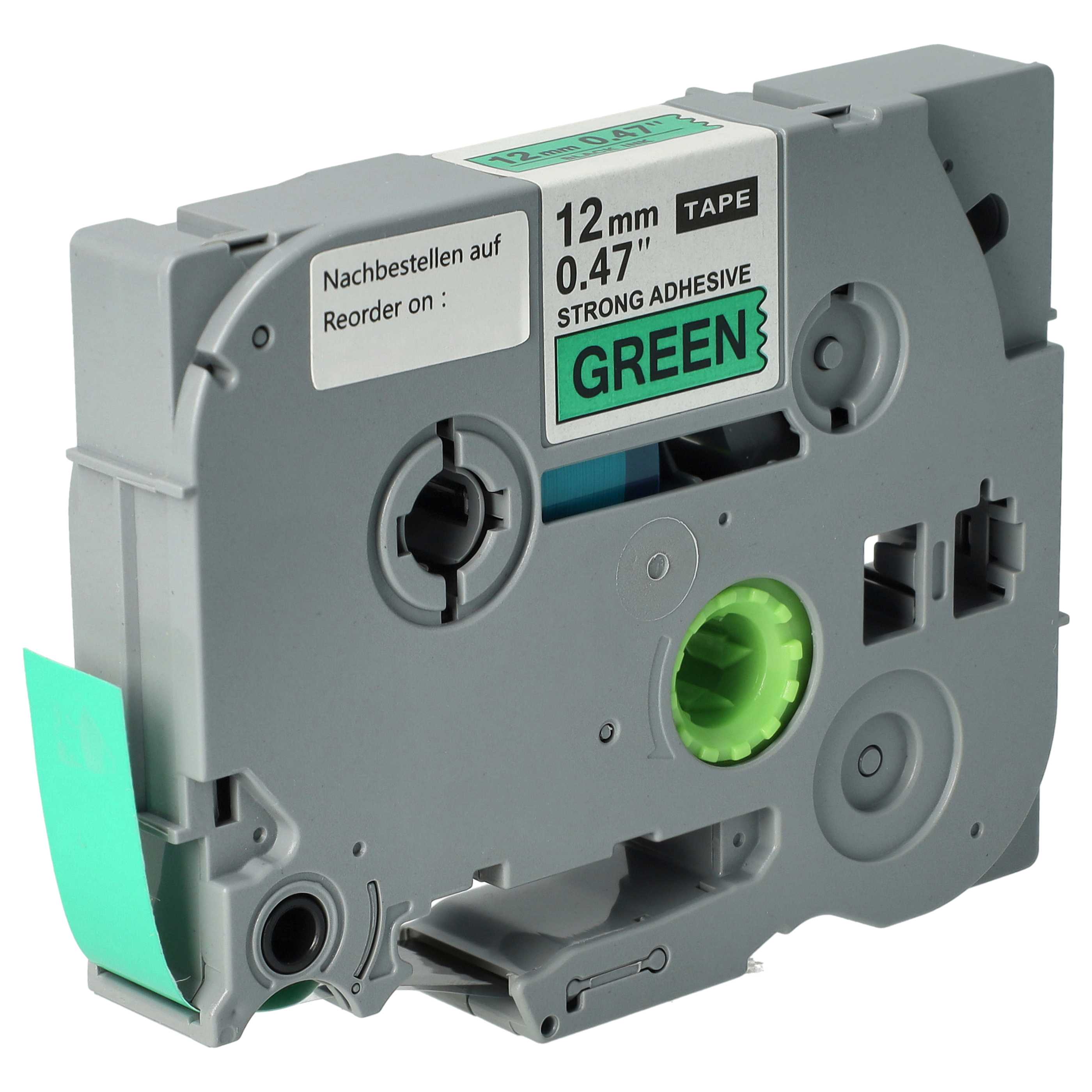 Label Tape as Replacement for Brother TZE-S731 - 12 mm Black to Green, Extra Stark