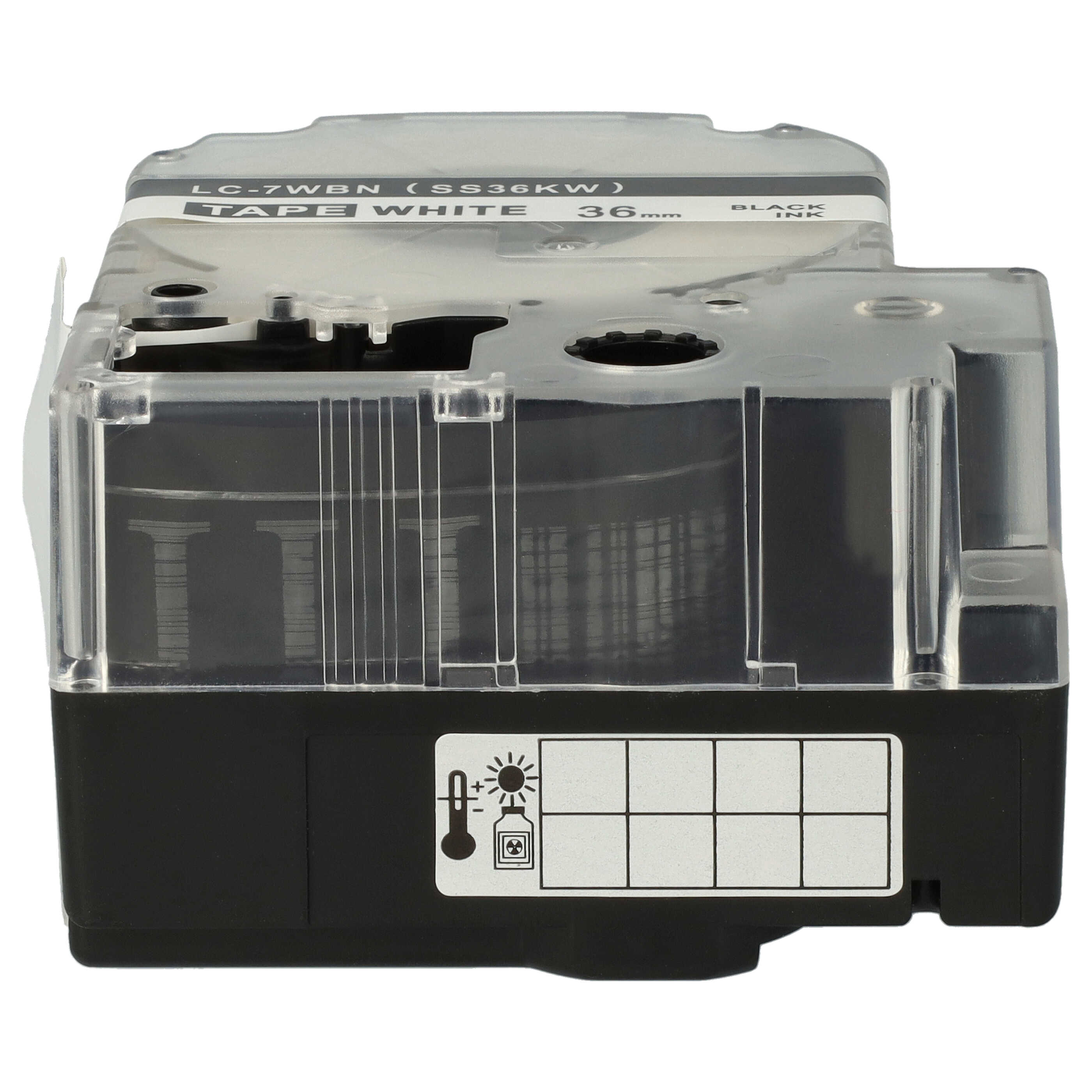50x Label Tape replaces Epson LC-7WBN - 36 mm Black to White