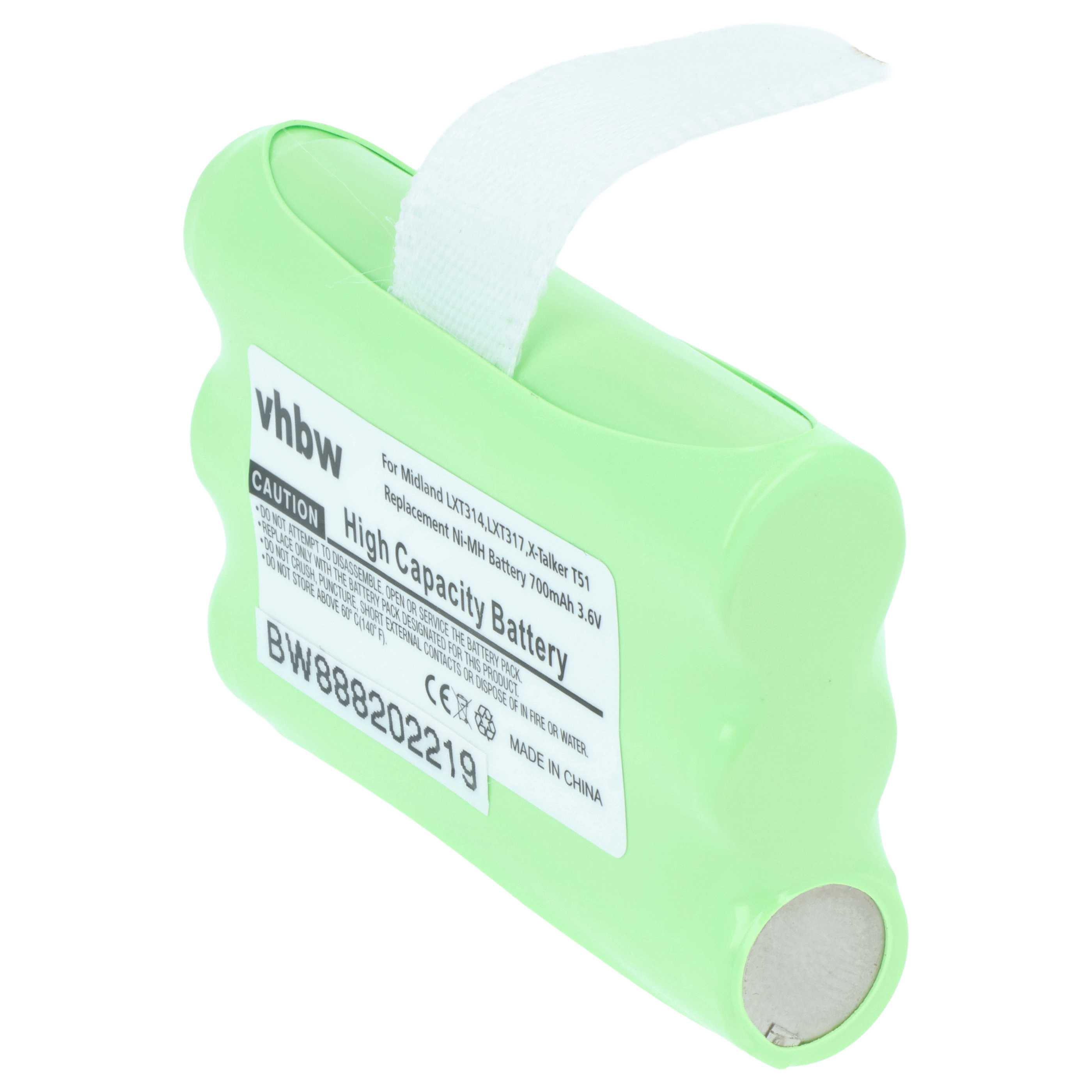 Radio 5x Battery replaces Midland AVP14, BATT3R - 700 mAh 3.6 V NiMH