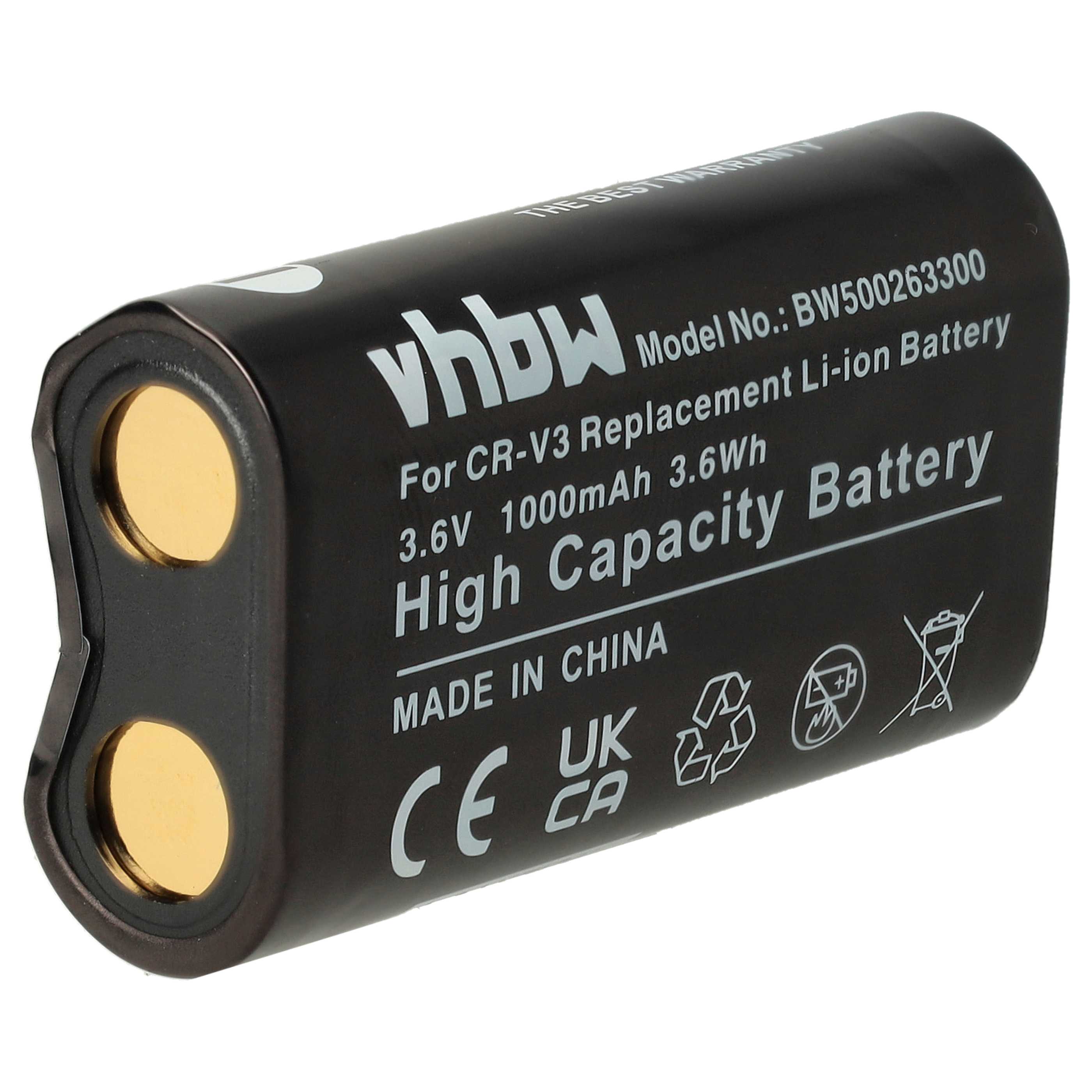 Batterie remplace RV3, RCR-V3, LB01, LB-01, CR-V3P, CR-V3 pour appareil photo - 1000mAh 3,6V Li-ion