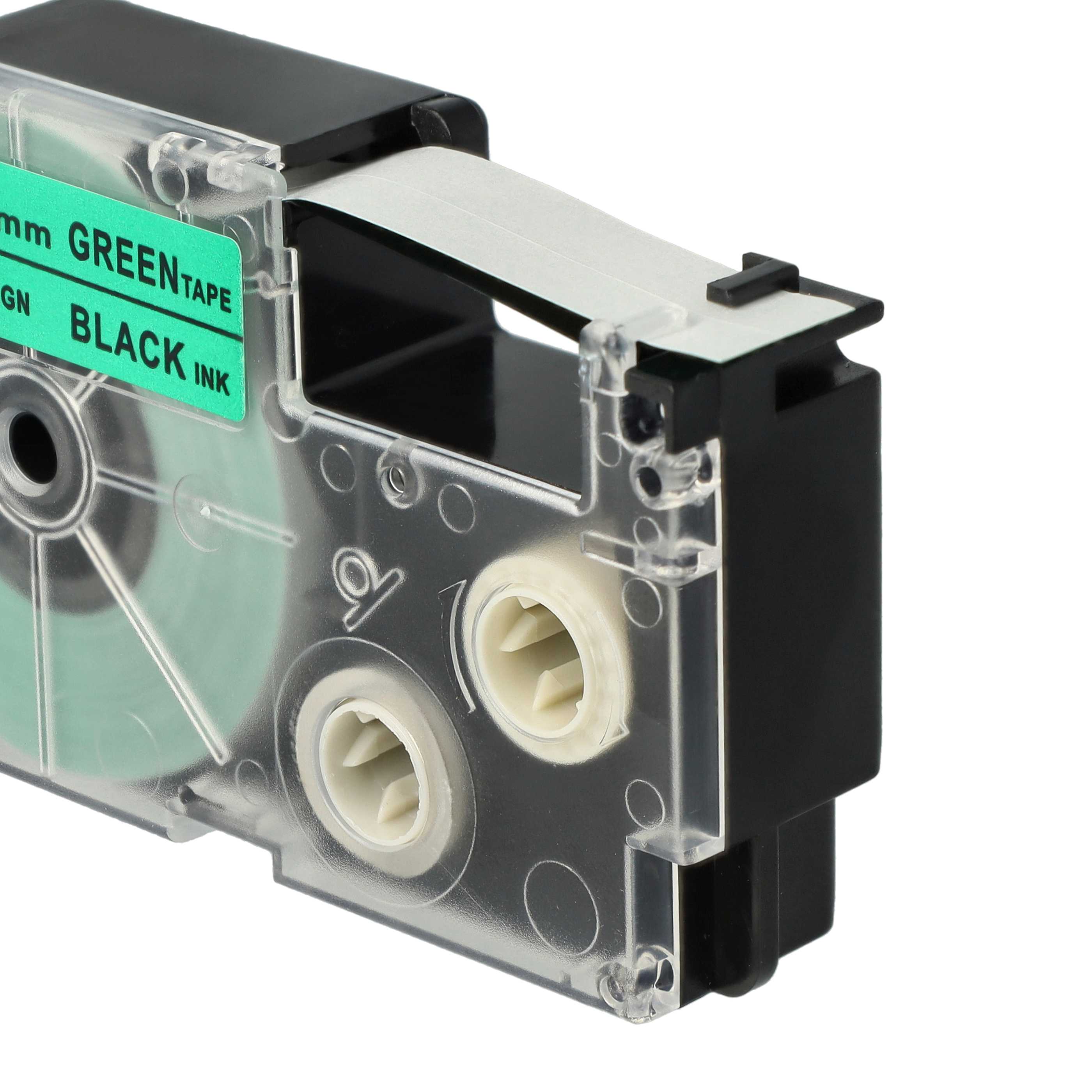 Label Tape replaces Casio XR-12GN, XR-12GN1 - 12 mm Black to Green