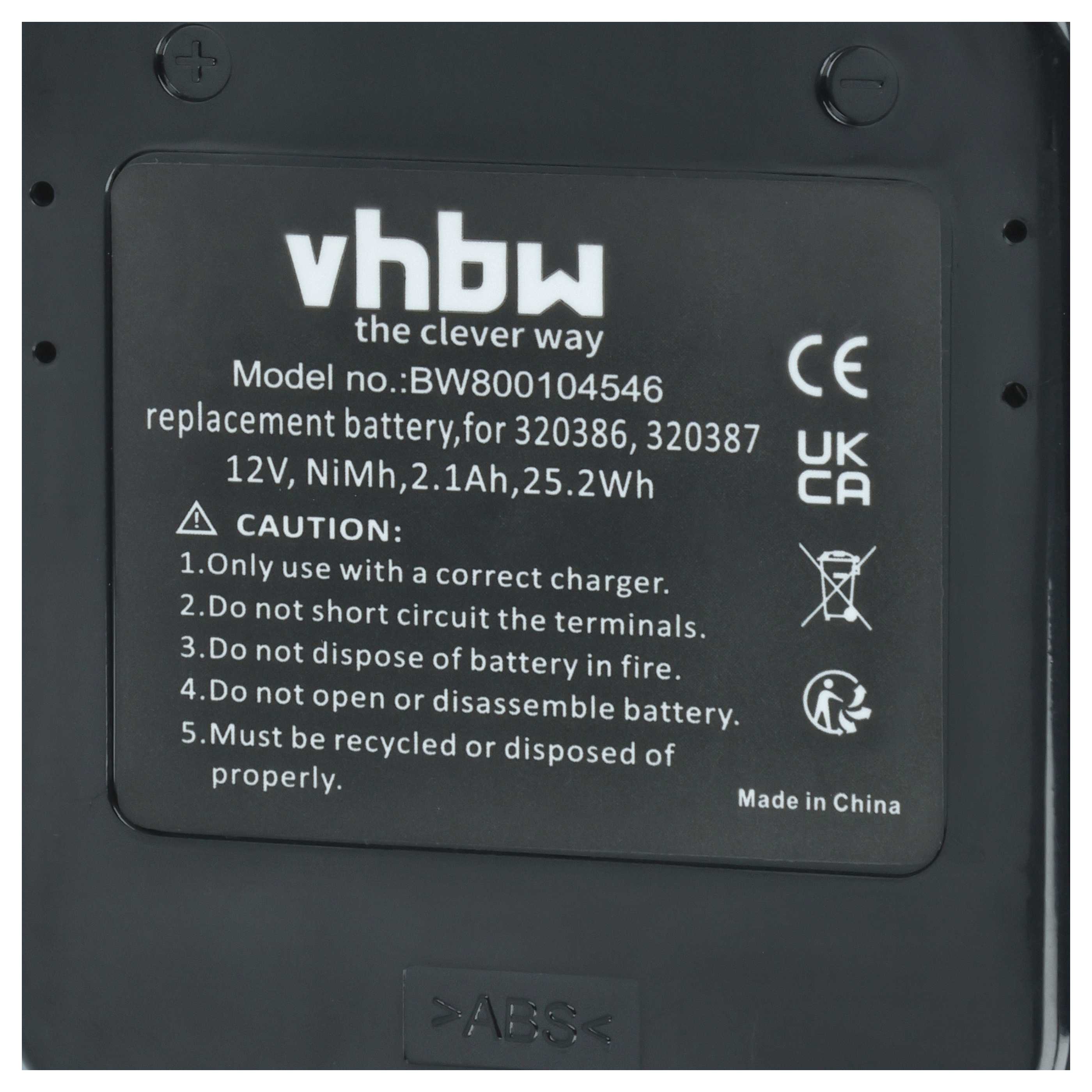 Battery replaces Hitachi 320608, 320606, 320388, 320387, 320386 for Electric Power Tool - 2100 mAh, 12 V, NiMH