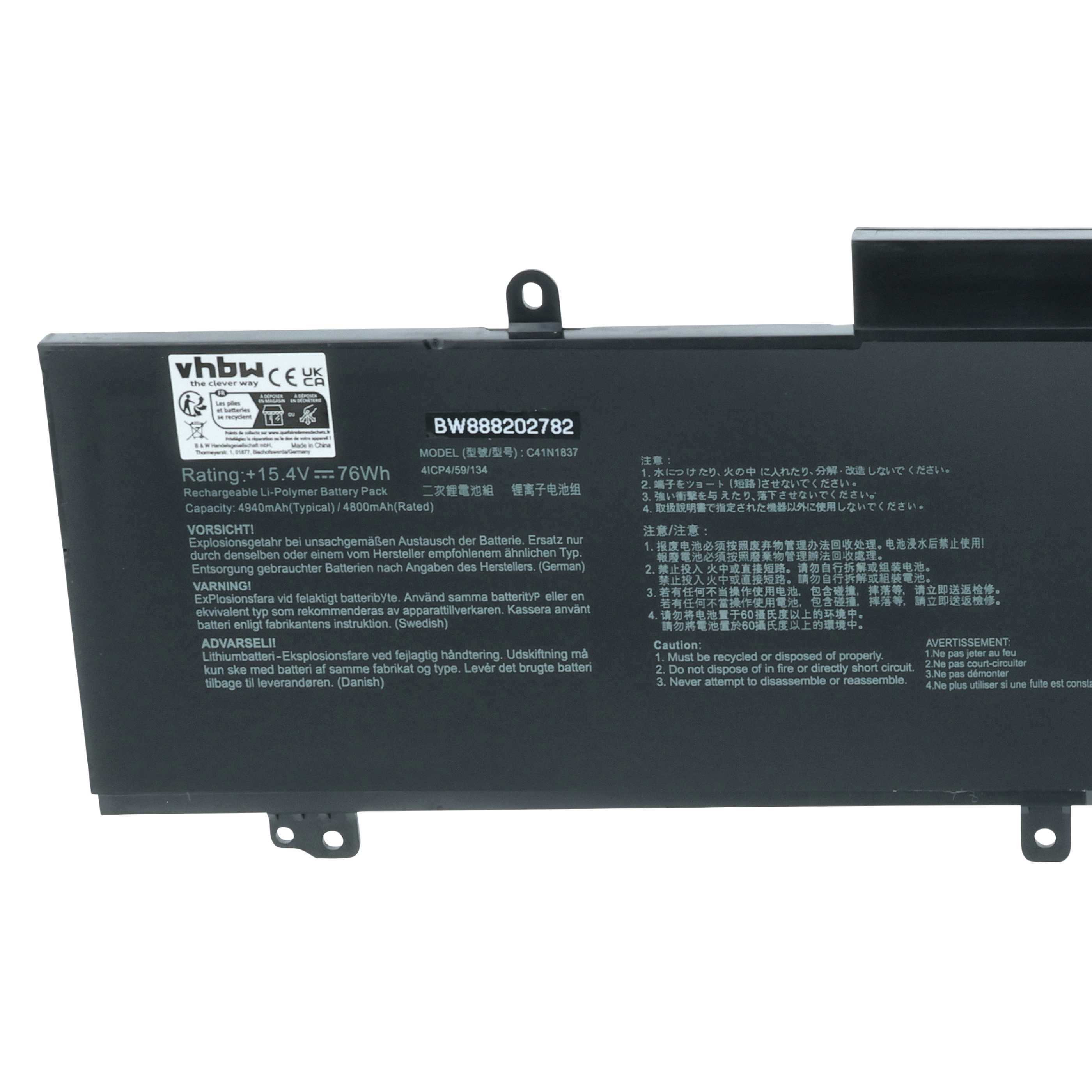 Akumulator do laptopa zamiennik Asus C41N1837, 0B200-03380100 - 4800 mAh 15,4 V LiPo
