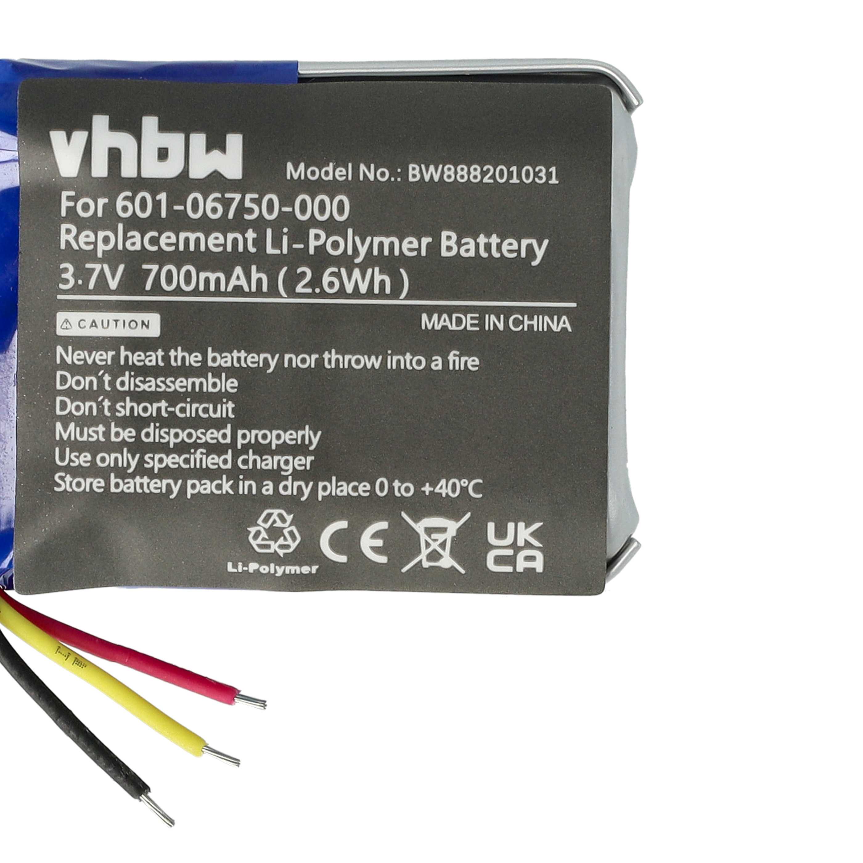 Videocamera Battery replaces GoPro 601-06750-000, 601-10257-000, 601-06750-101 - 700 mAh 3.7 V Li-polymer