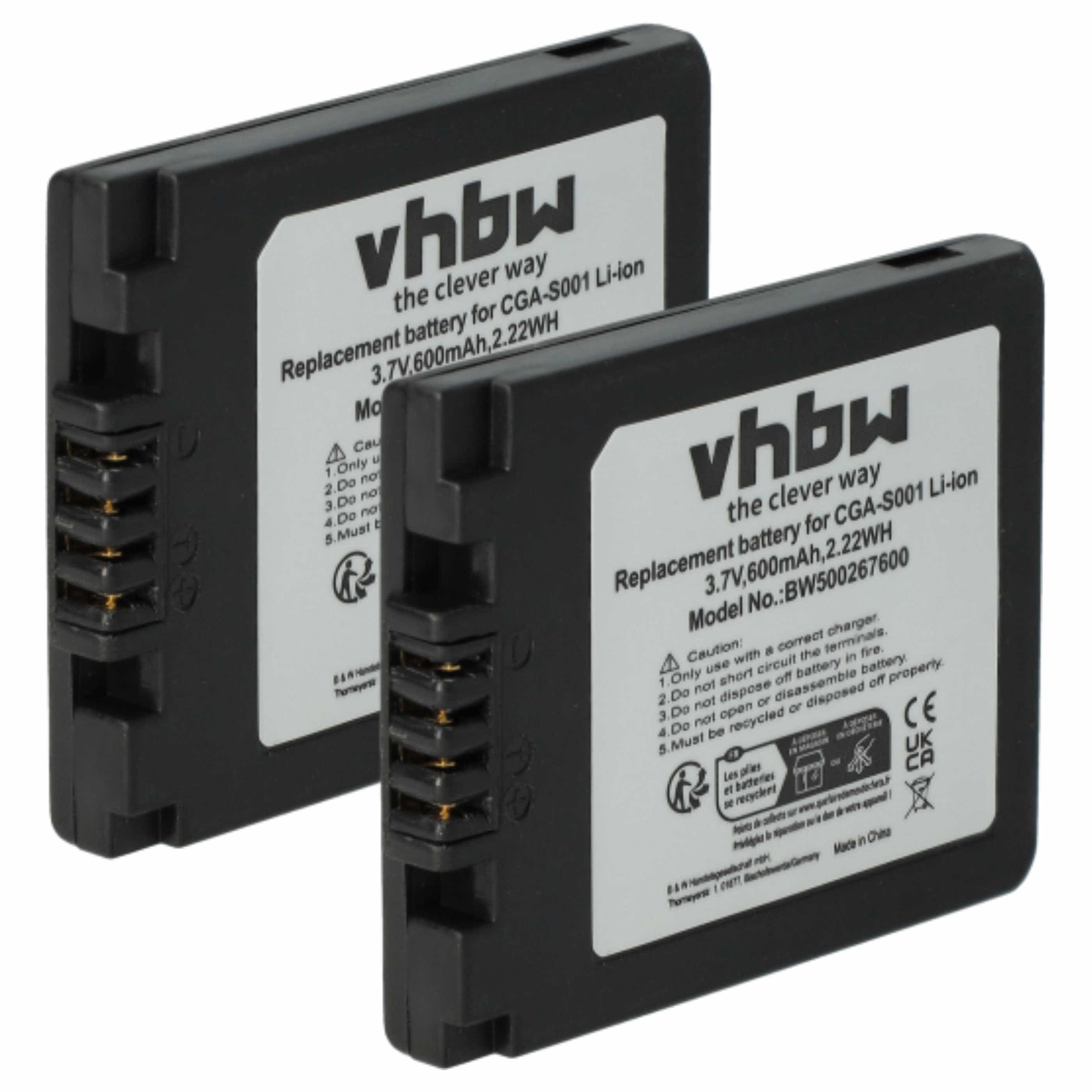 2x Battery replaces Leica BP-DC2 - 500mAh, 3.6V, Li-Ion