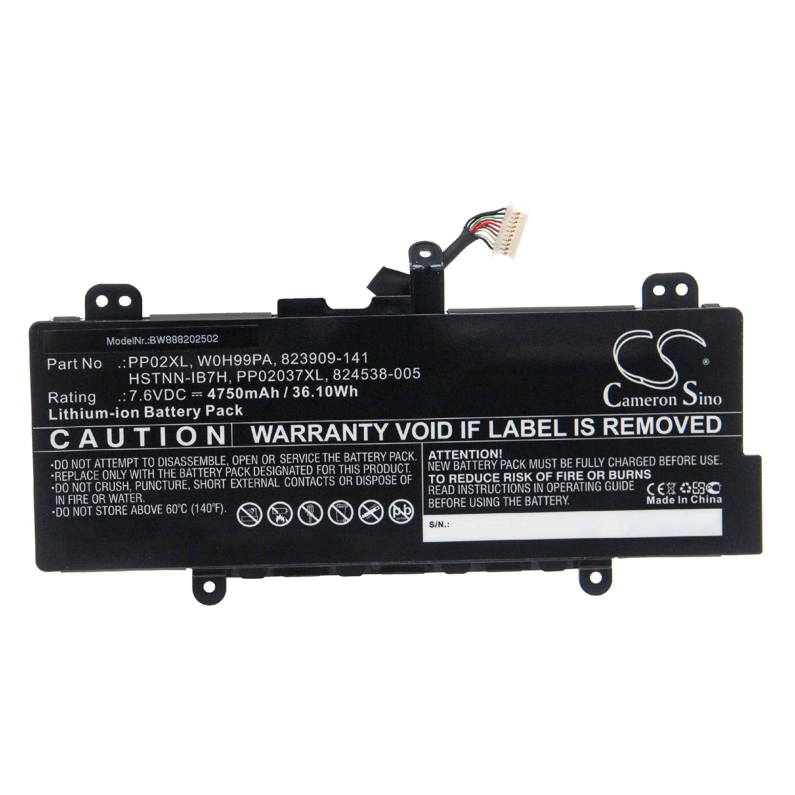 Notebook Battery Replacement for HP 823909-141, 824561-005, 824538-005, 824538-850 - 4750mAh 7.6V Li-Ion