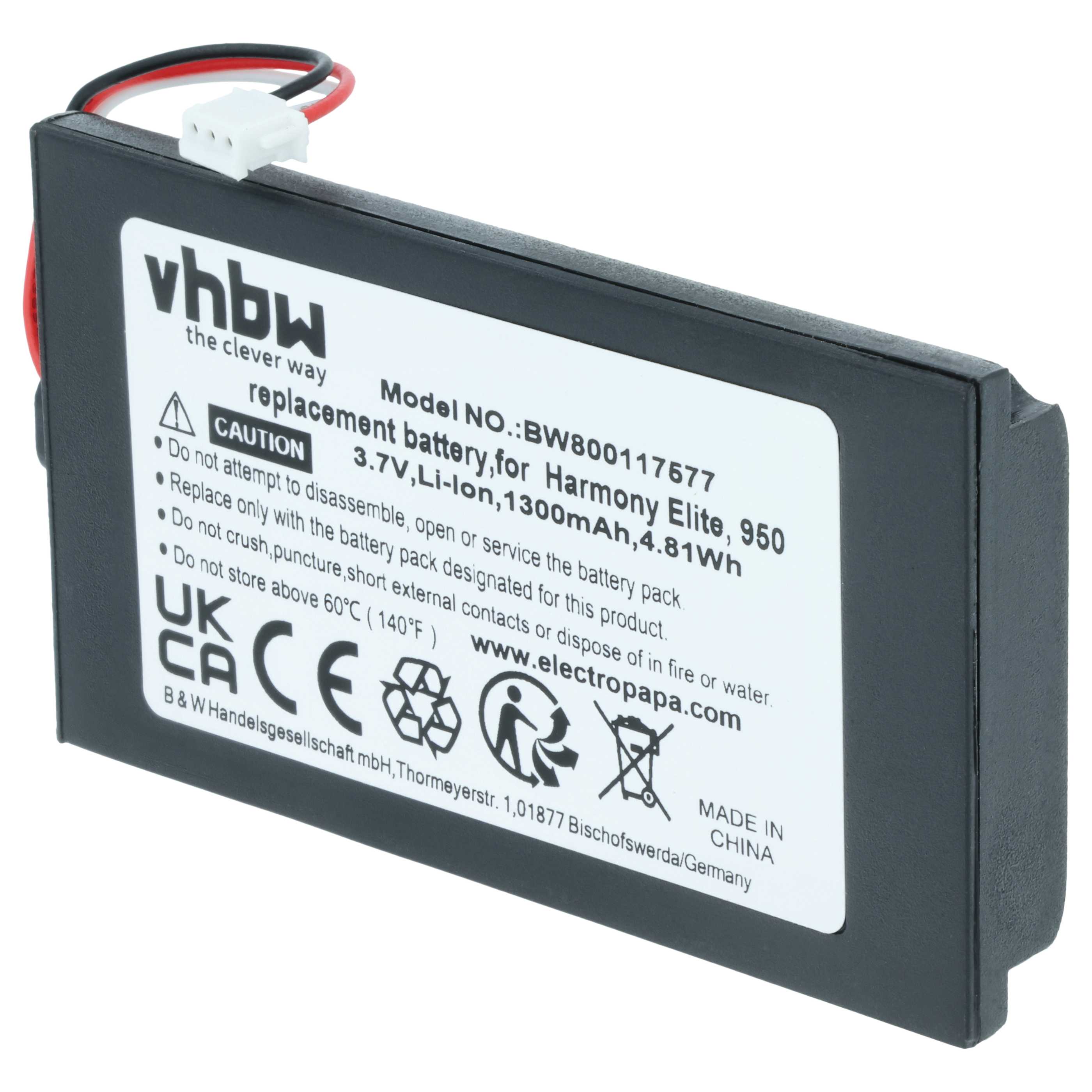 Batteria per telecomando remote controller sostituisce Logitech 623158, 533-000128 - 1300mAh 3,7V Li-Ion